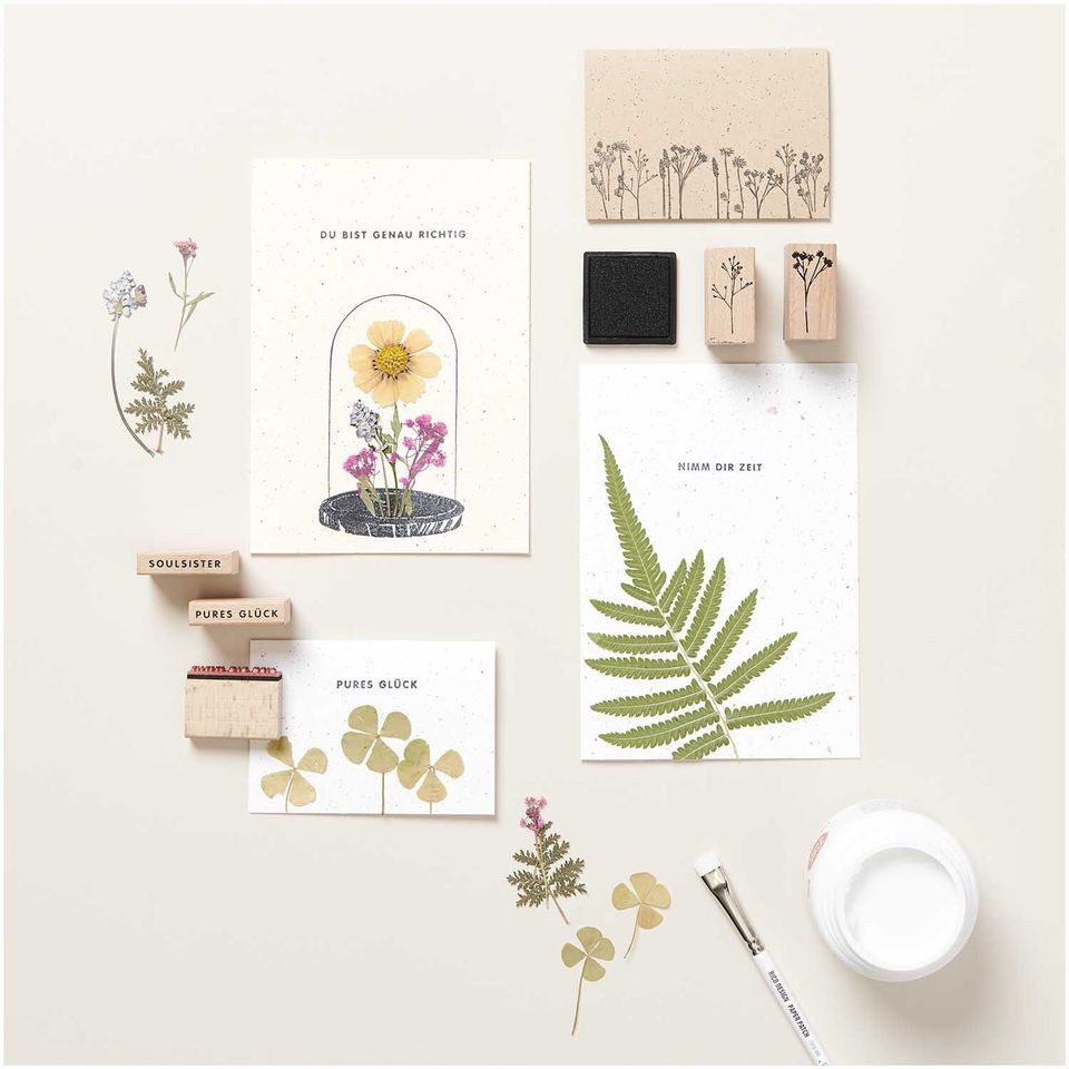 Rico Design Stempel Holzstempelset mit Schriftzügen