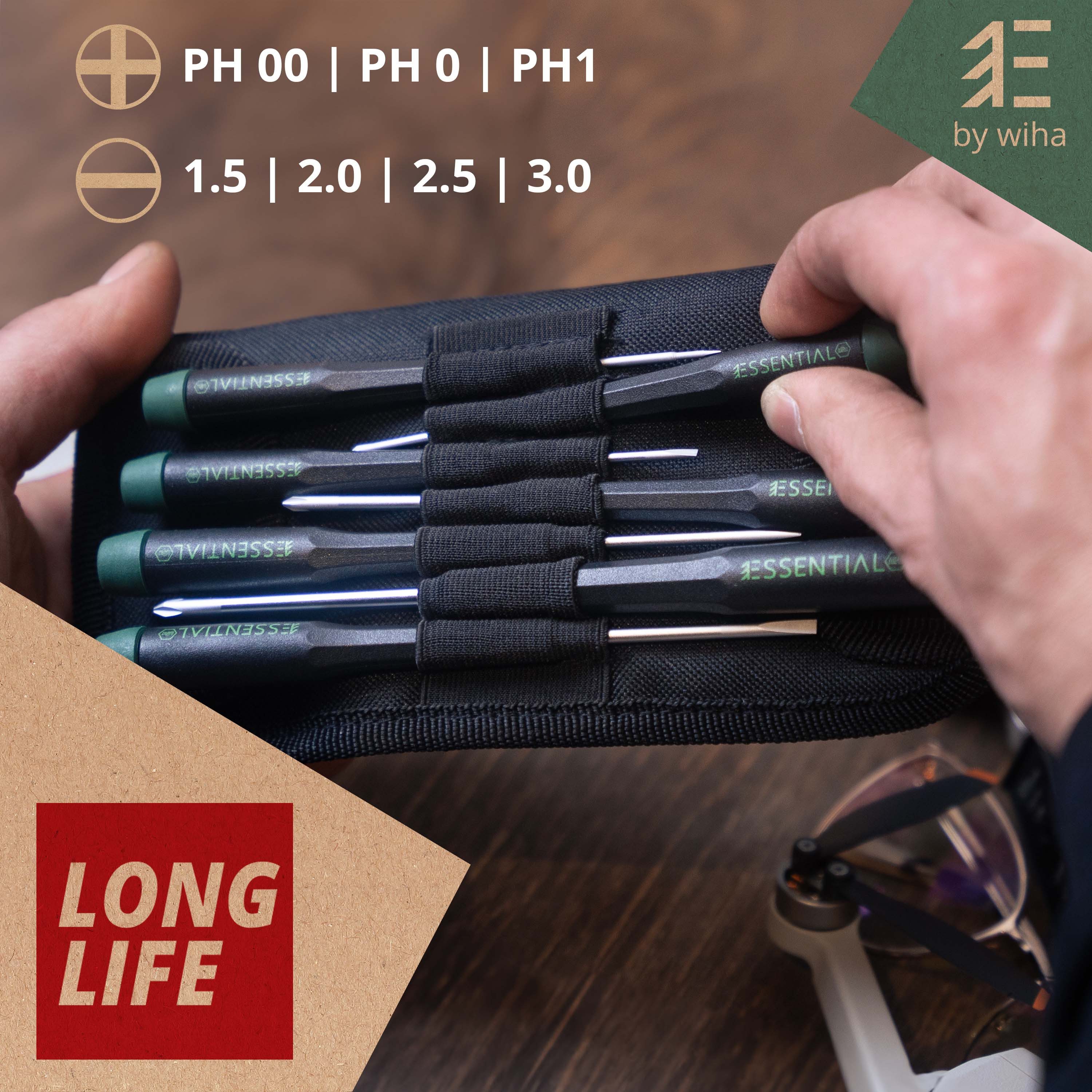 Wiha Schraubendreher Essential (45896), Set 7-tlg. + Tasche
