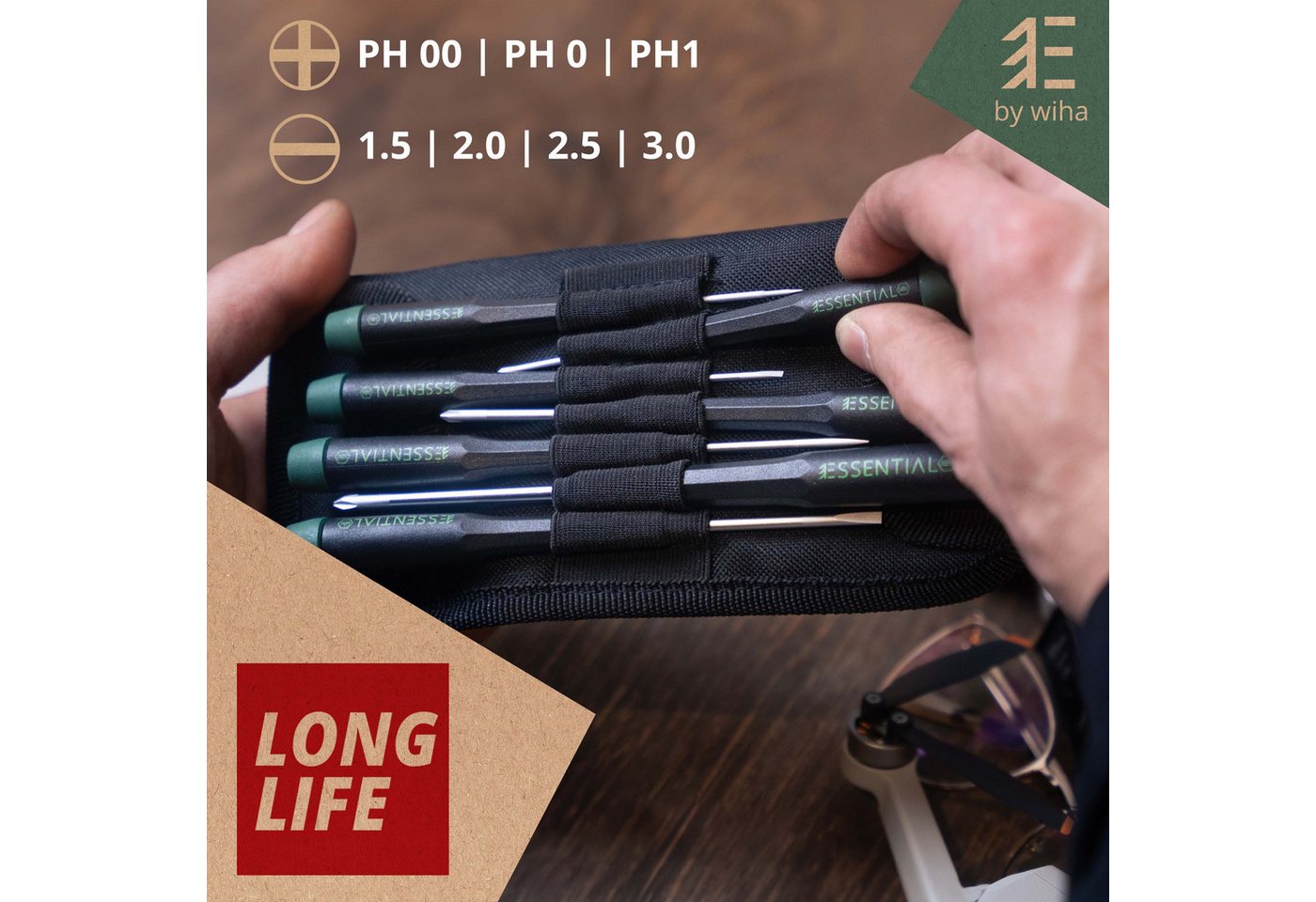 Thumbnail - Wiha Schraubendreher Essential (45896), Set 7-tlg. + Tasche