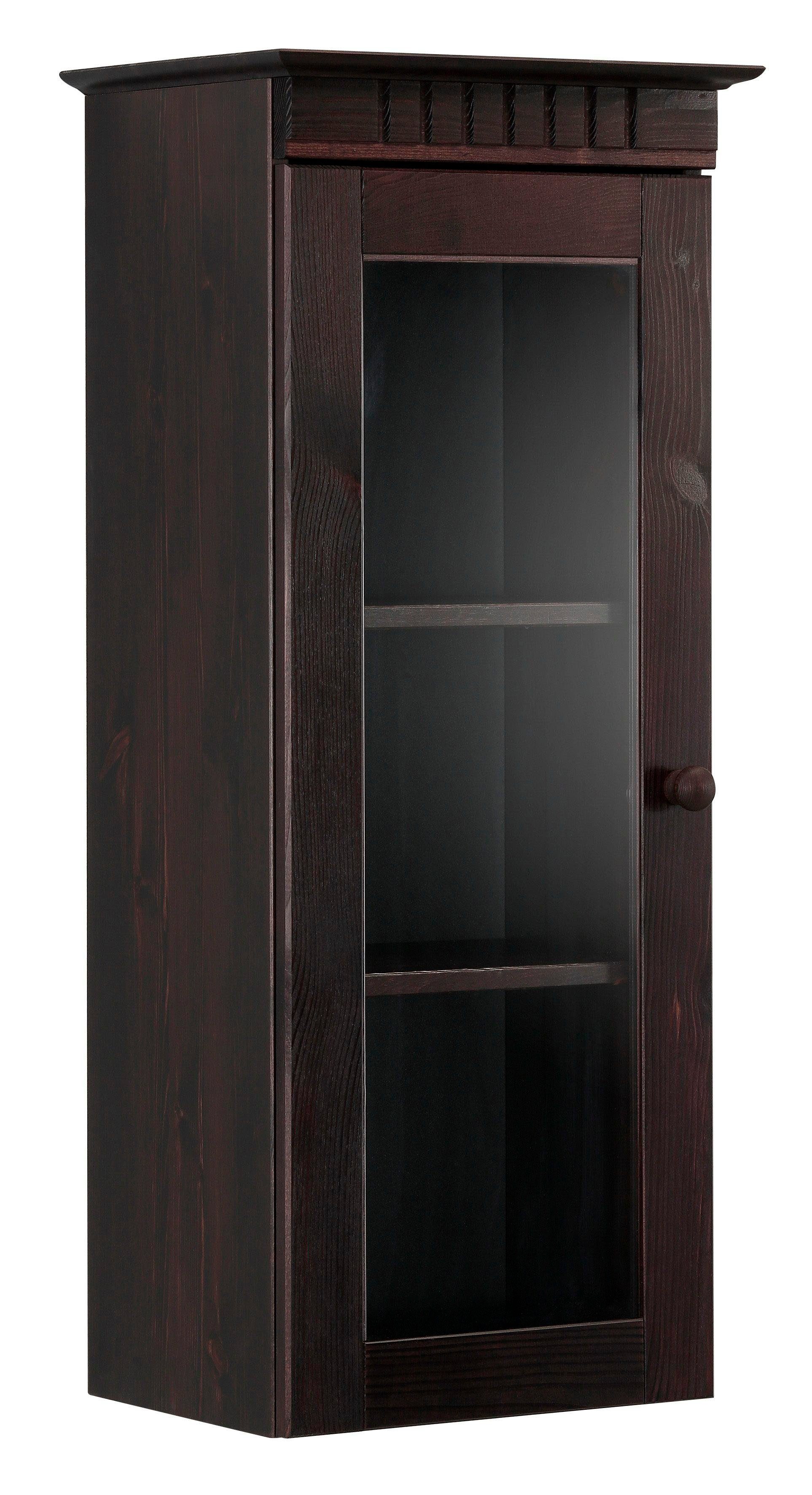 Home affaire Hängeschrank Cubrix aus schönem massivem Kiefernholz, Breite 35 cm, Höhe 85 cm dunkelbraun