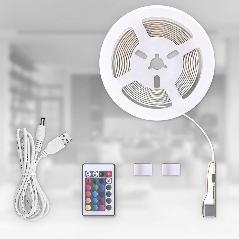 B.K.Licht LED-Streifen USB LED Strip, 90-flammig, Lichtleiste, mit  Fernbedienung, selbstklebend