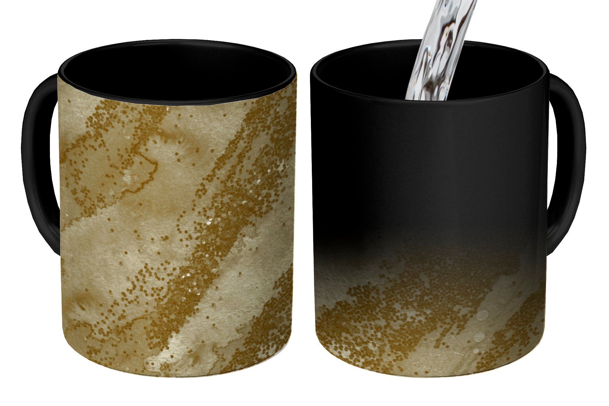 Keramik, Geschenk Farbwechsel, Glitzer - Kaffeetassen, Gold Zaubertasse, Tasse - MuchoWow Textur, Teetasse,