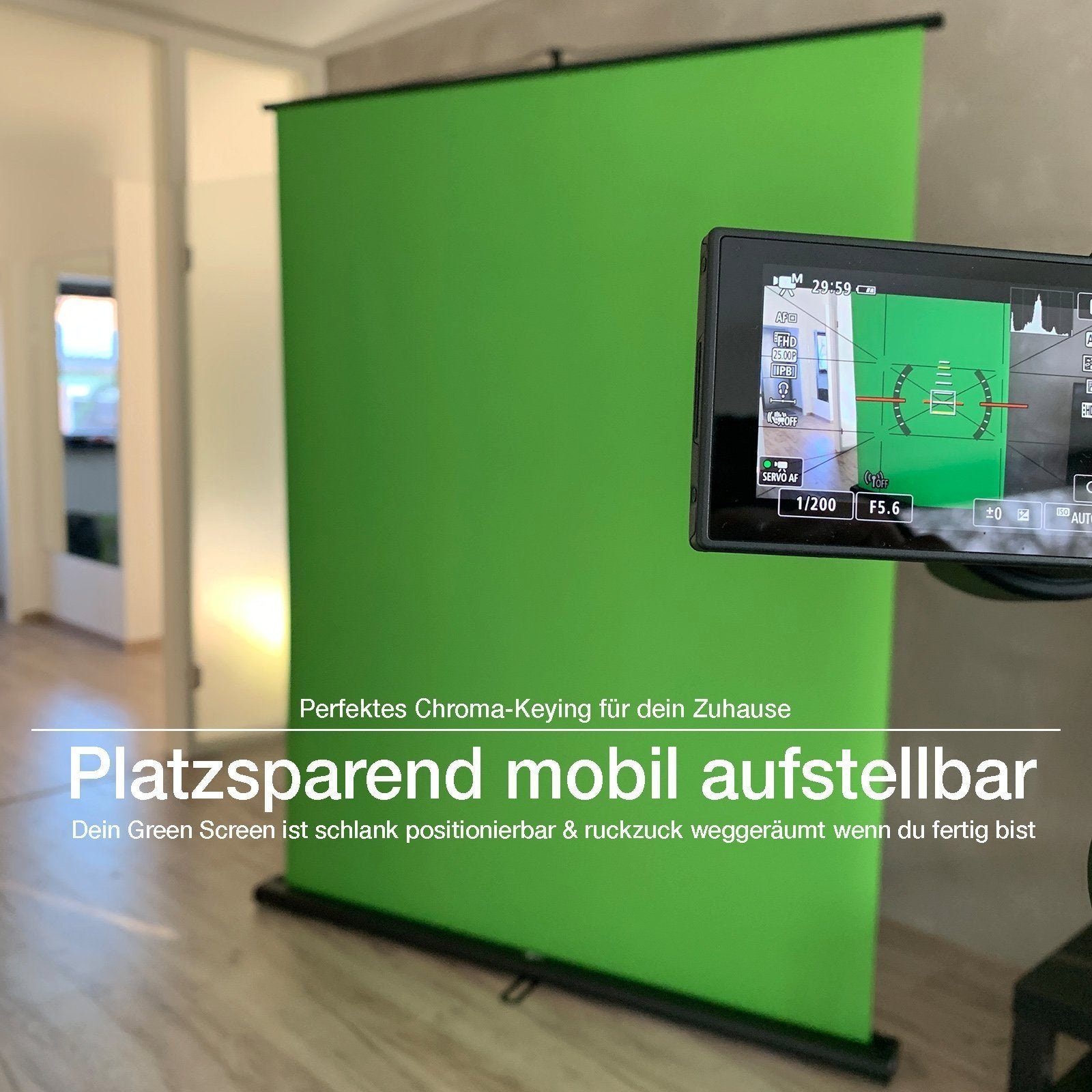 Master of Boards Fotohintergrund Green Screen, 160 x 200cm, Fotoleinwand, Ausfahrbar – Bild 5 von 5