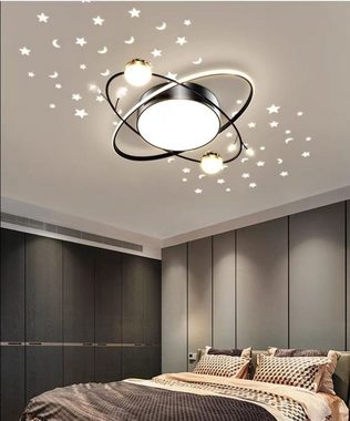 JDONG LED Deckenleuchte Dimmbar mit Fernbedienung 54W Deckenleuchte mit modernem Stern-Design, led, Schwarz Lamp für Kinderzimmer Wohnzimmer Schlafzimmer Küche 55CM