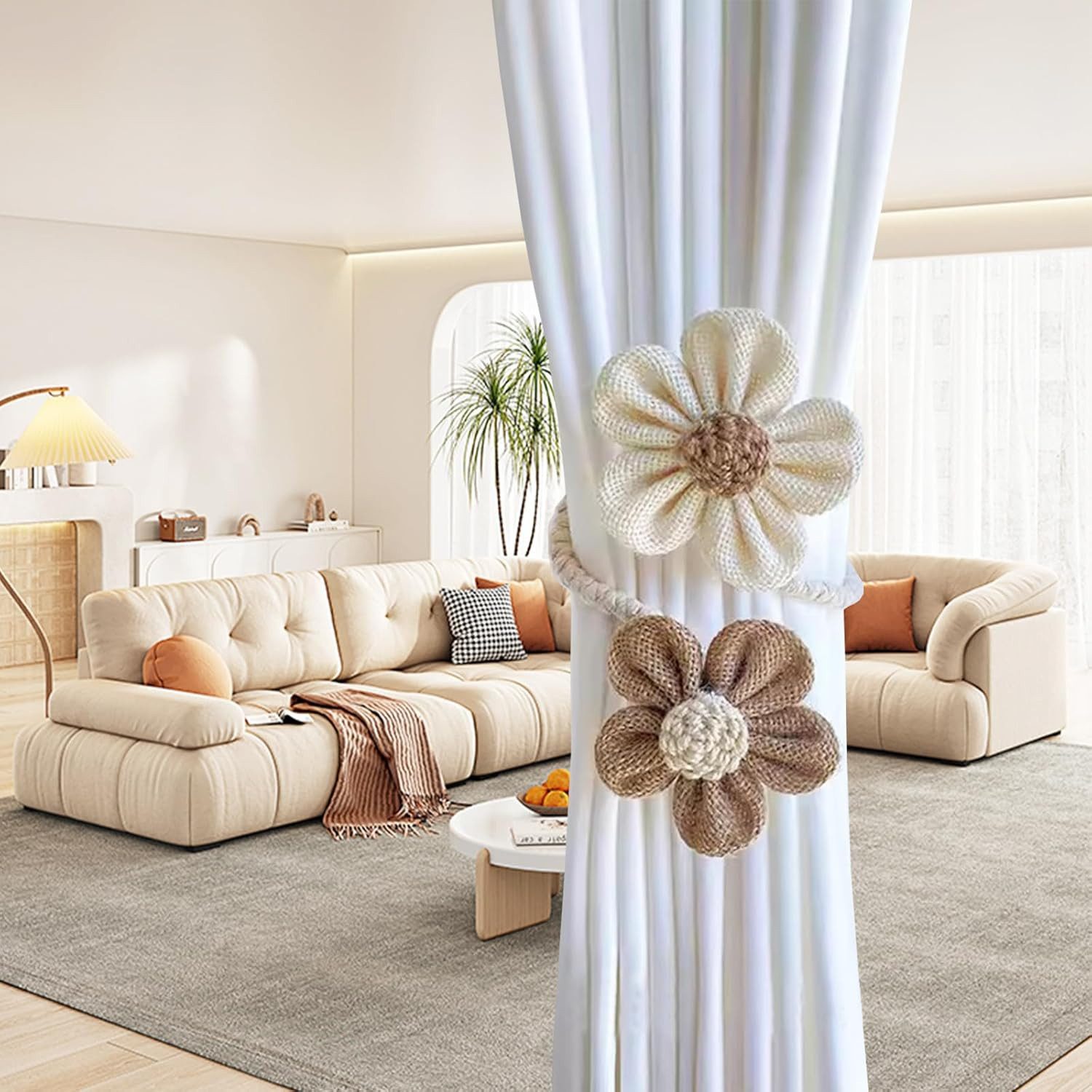 BYSURE Raffhalter, (2-tlg), Niedliche Blumenvorhang-Raffhalter, Boho-Blumenvorhang