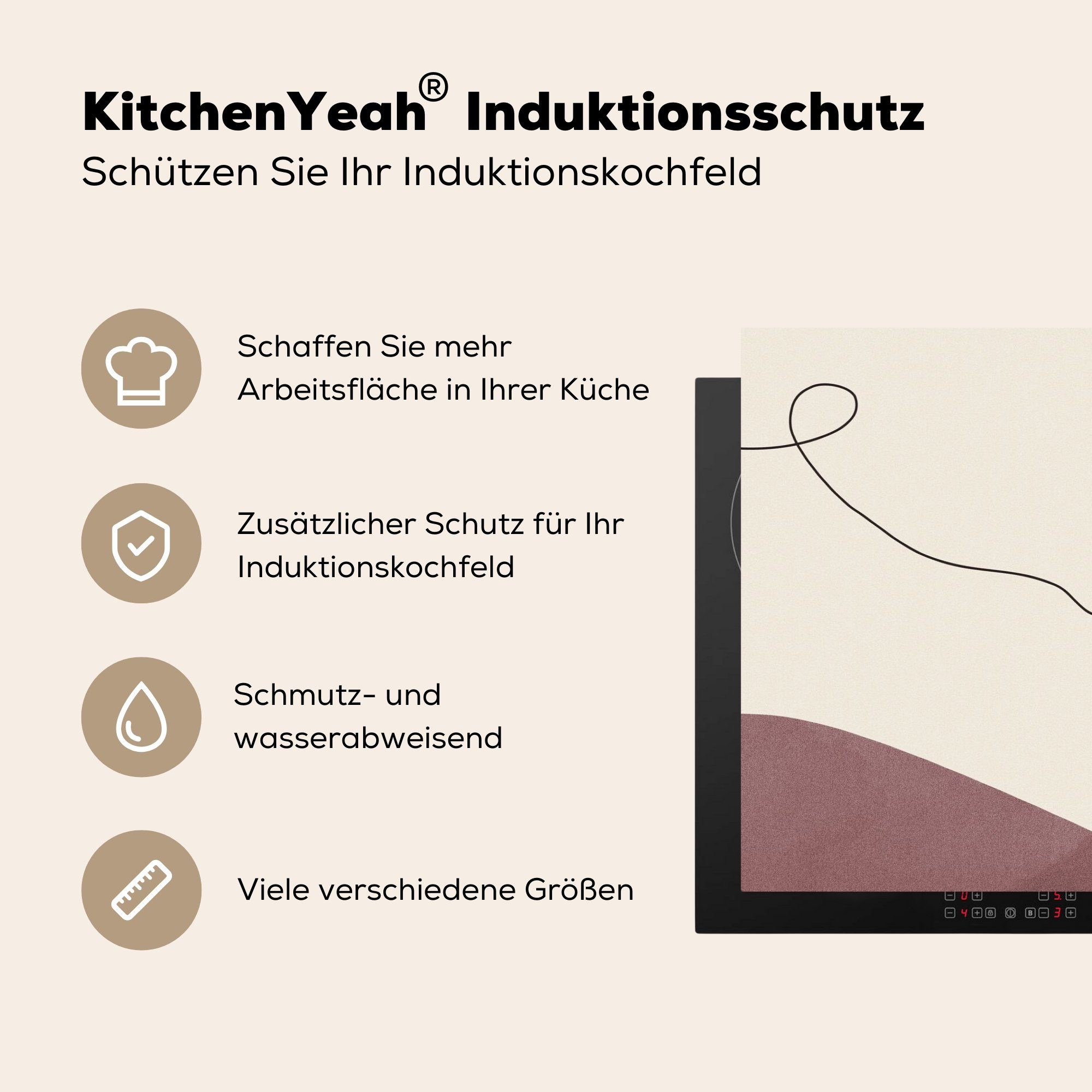 Induktionskochfeld Retro (1 die - cm, Vinyl, Herdblende-/Abdeckplatte für Ceranfeldabdeckung MuchoWow - Hund 81x52 tlg), Schutz küche, Bus,