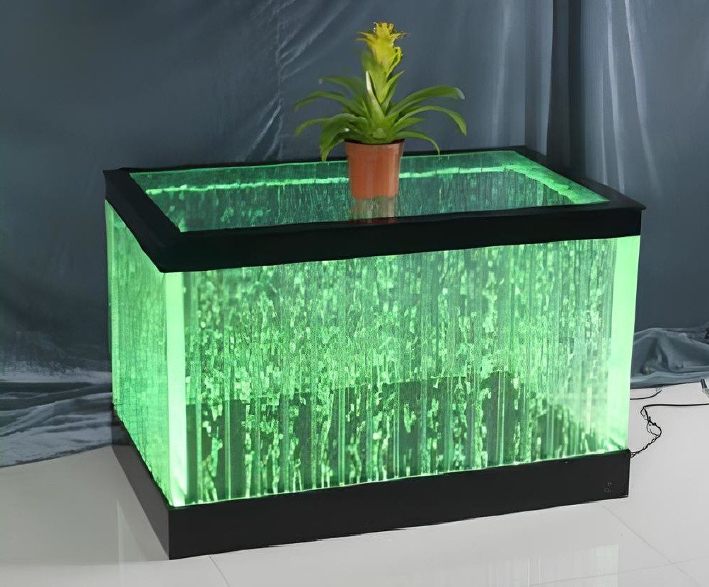 Xlmoebel Couchtisch Neu LED-beleuchteter Design-Couchtisch mit Wasser-Säulen-Säule (Led Beistelltisch), Hergestellt in Europa