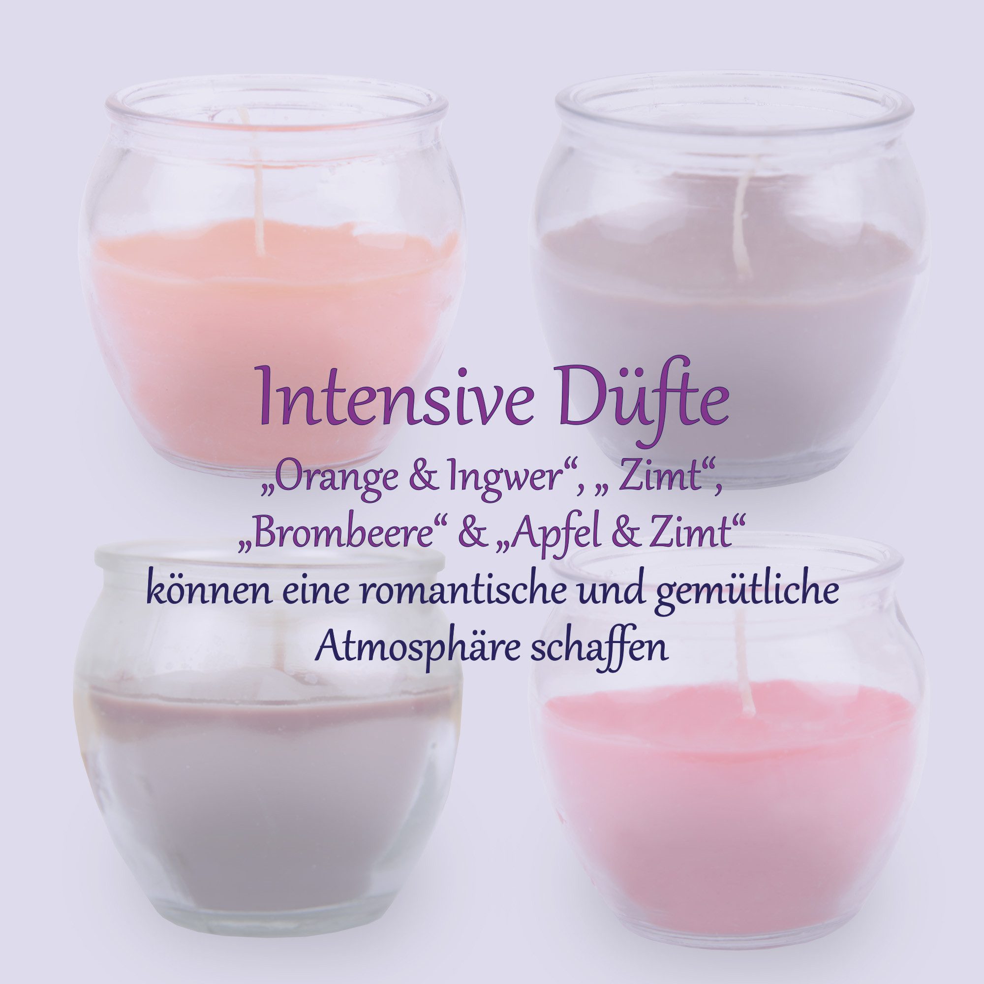 HS Candle Duftkerze Mix Mehrfachpack (12-tlg), Kerze im Glas "Winter Spice", lange Brenndauer, 6cm x Ø6cm