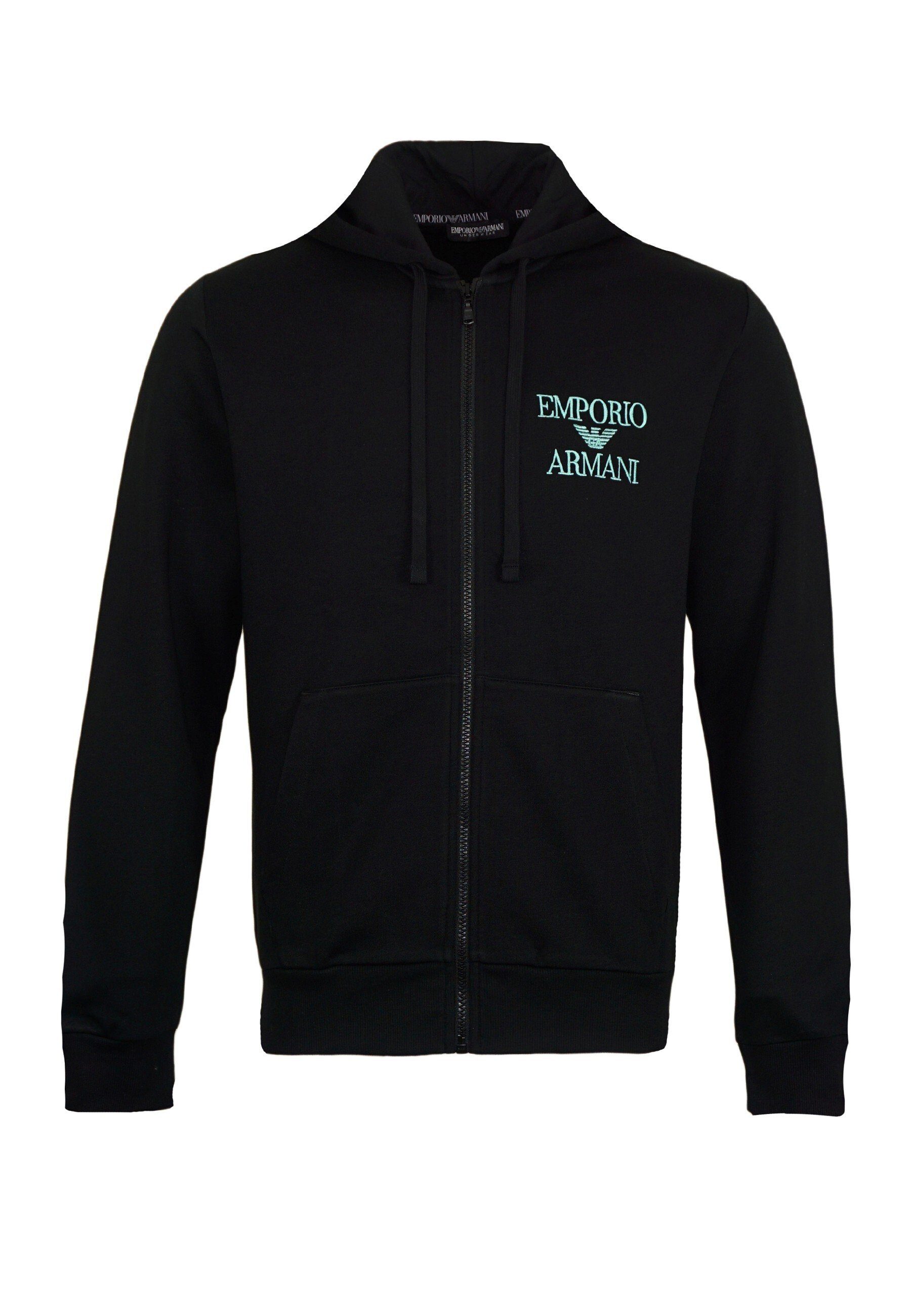 Emporio Armani Sweatjacke Hoodie Knit Sweatshirt mit Kapuze (1-tlg) schwarz