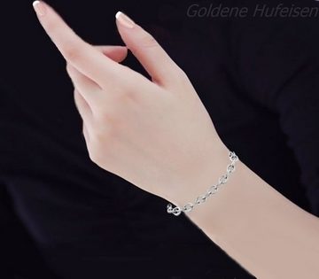 Goldene Hufeisen Bettelarmband Stabiles Damen Herren Armband Charm-Armband aus 925 Sterling Silber (1 Stück, inkl. Schmuckbox)