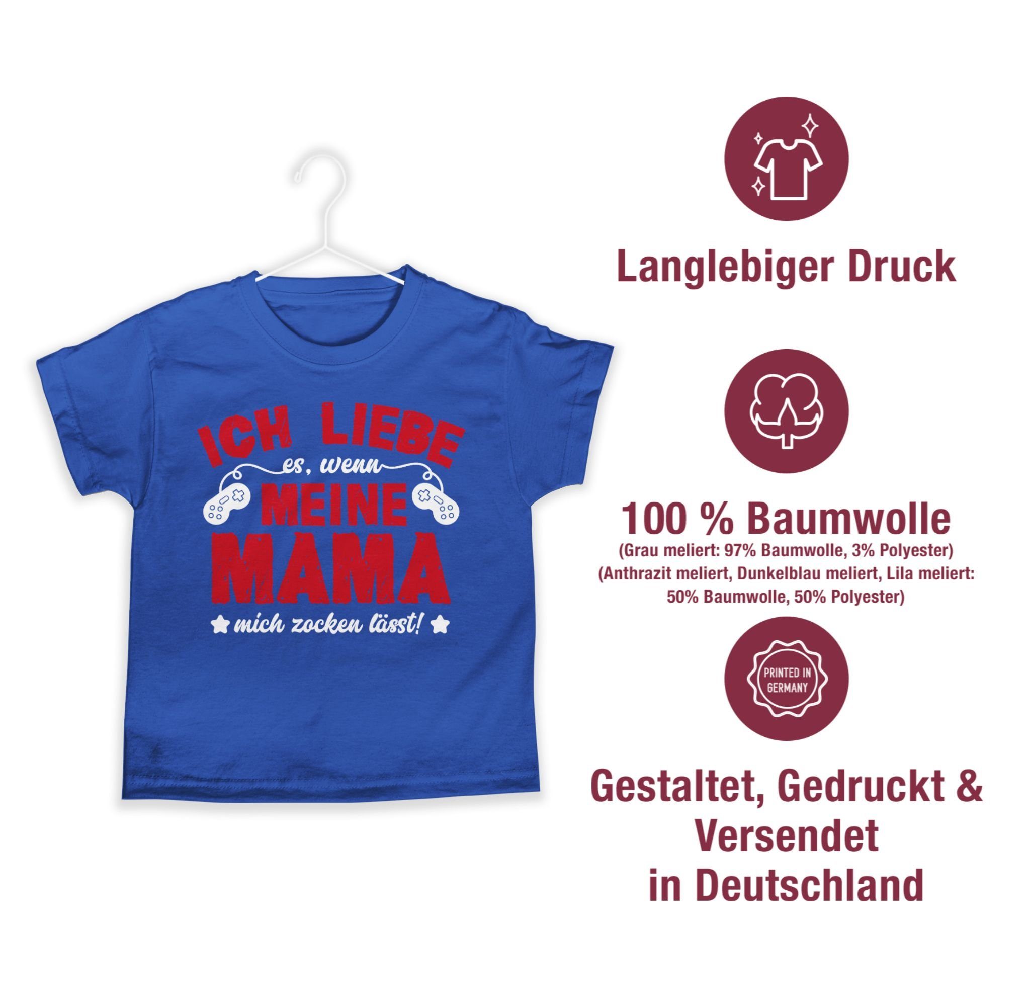 meine Statement Ich 3 Royalblau Shirtracer Mama T-Shirt Kinder liebe - Sprüche weiß/rot