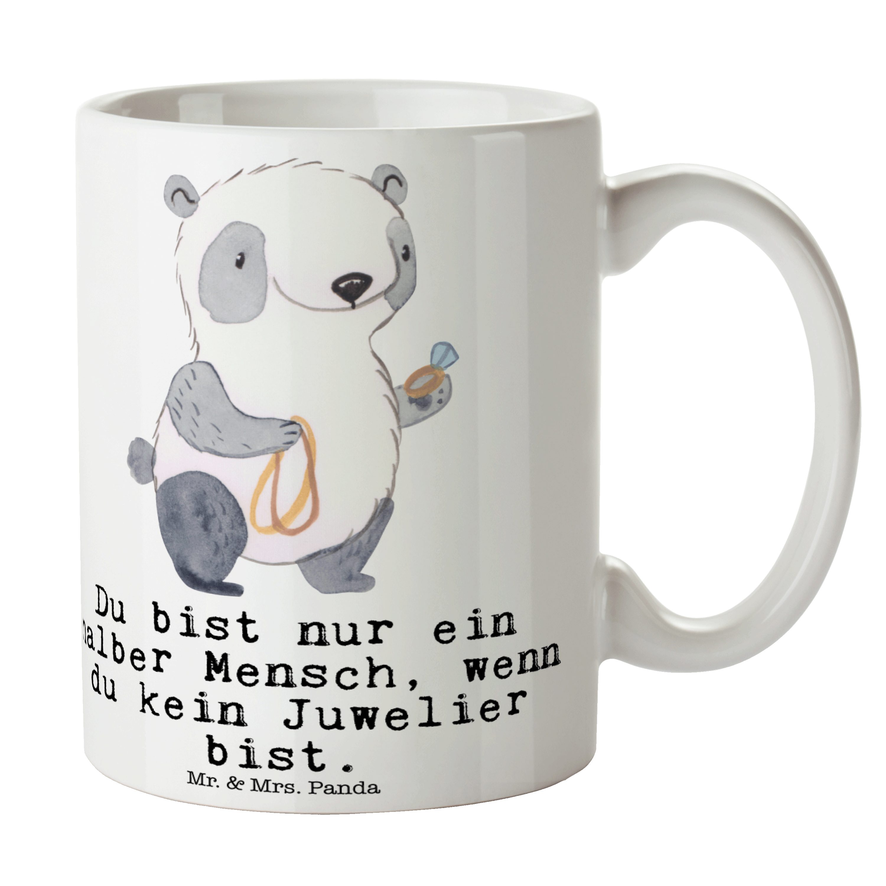 Keramik Mr. Geschenk, Mitarbeiter, Eröff, Tasse Juwelier Weiß Herz - mit Motive, & Panda Tasse Mrs. -