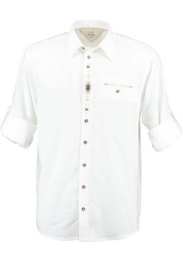 OS-Trachten Trachtenhemd Ticat Langarmhemd mit Zierteil und Stickerei auf der Knopfleiste