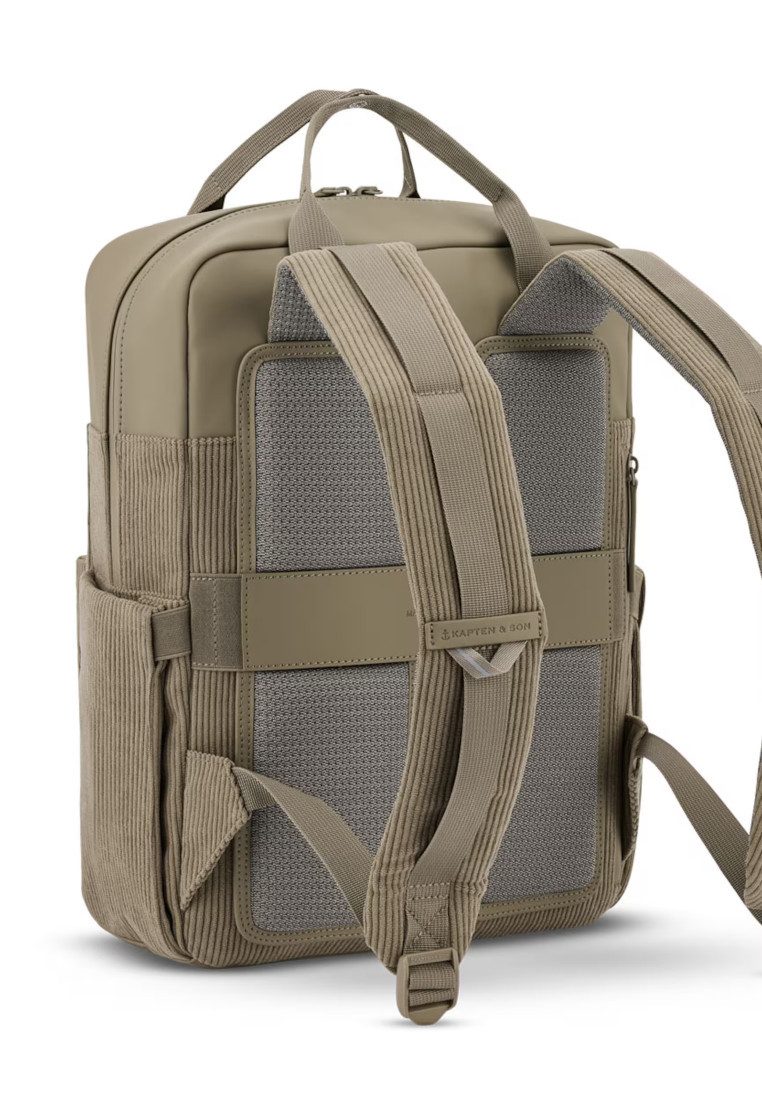 Kapten & Son Rucksack Bergen Pro Cord, Laptopfach, Antidiebstahlfach, Kofferbefestigung