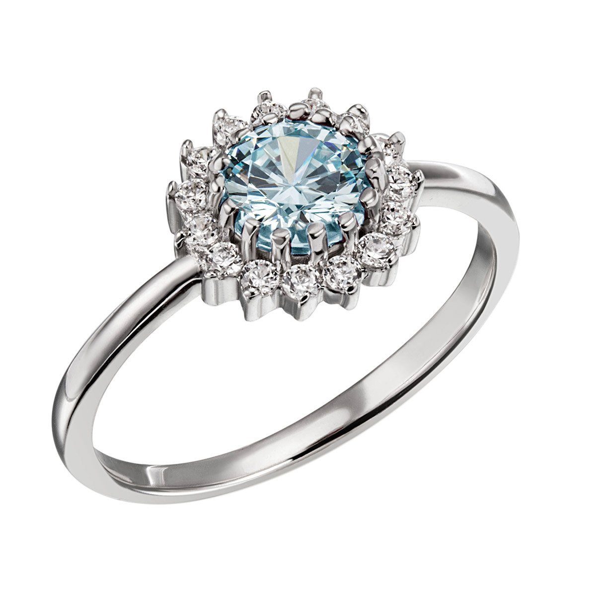 goldmaid Silberring, 925 Silber mit 15 Zirkonia weiss 1 aqua Zirkonia