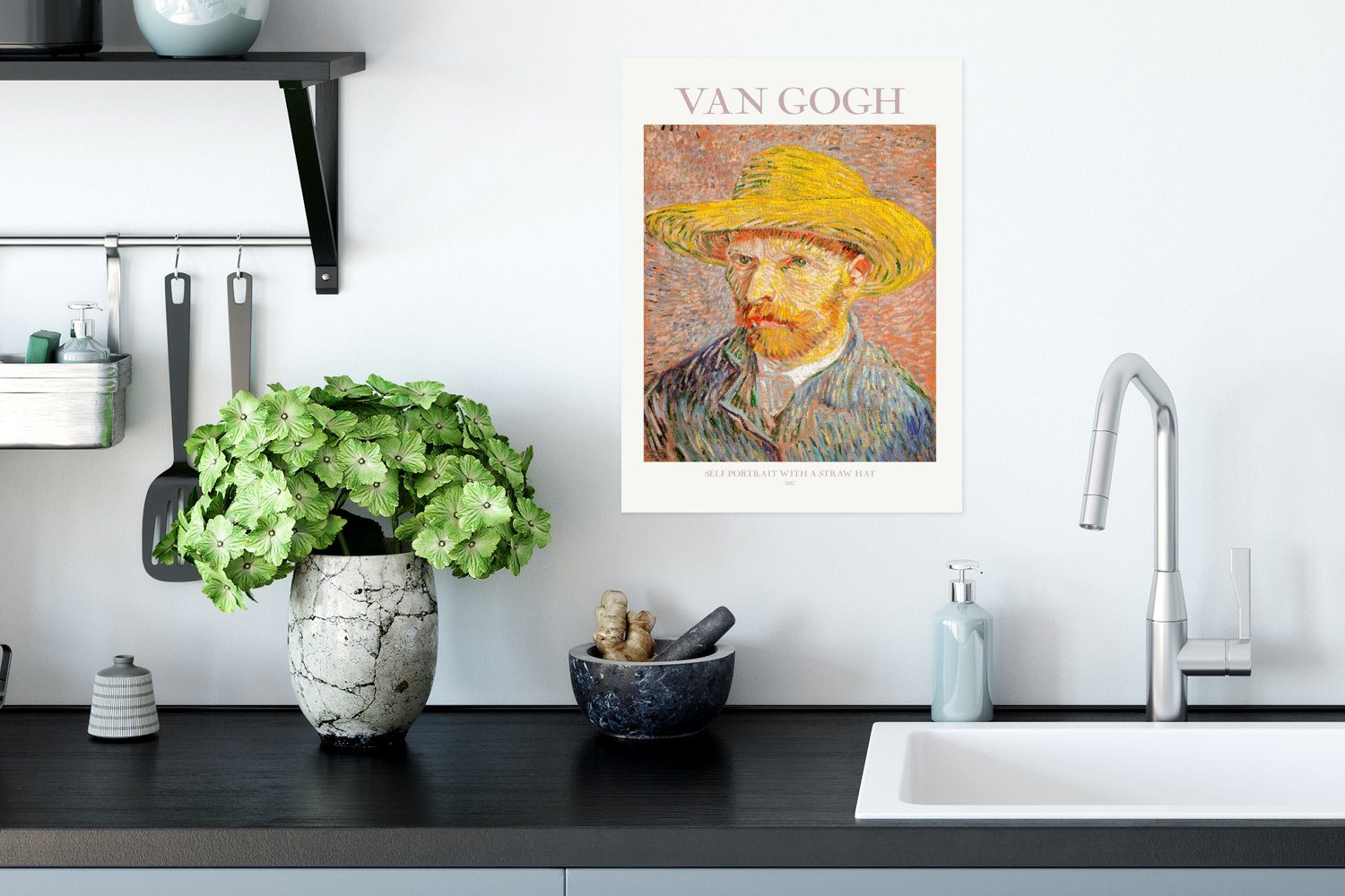Van Gemälde Wandposter Poster, Wohnzimmer, Selbstporträt St), Gelb, (1 - Gogh für - Wandbild, Poster Ohne Rahmen - MuchoWow