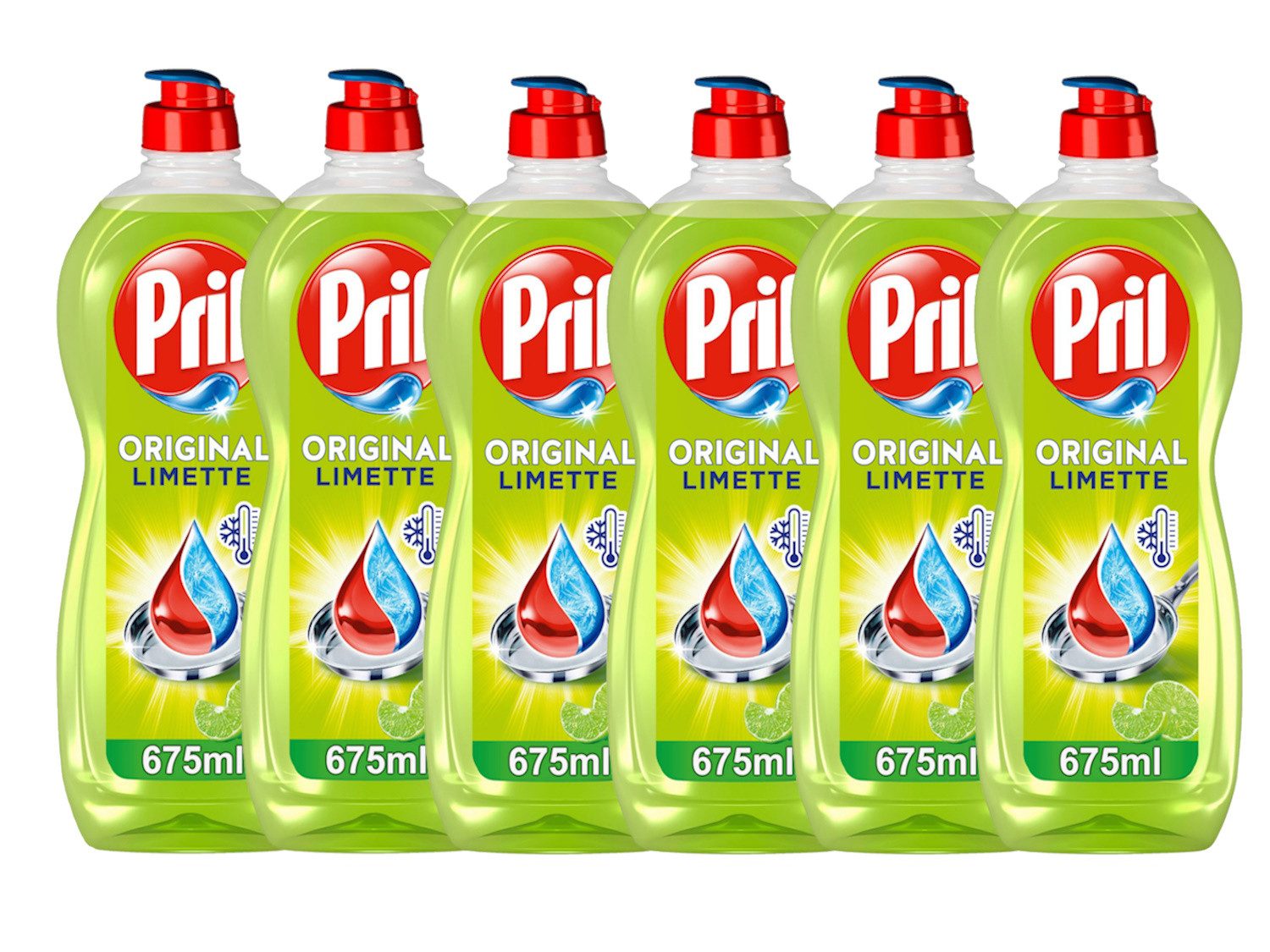 PRIL Original Limette 6 x 675ml Рідина для миття посуду (Spar-Pack, [6-St. für sauberes Geschirr auch in kaltem Wasser)
