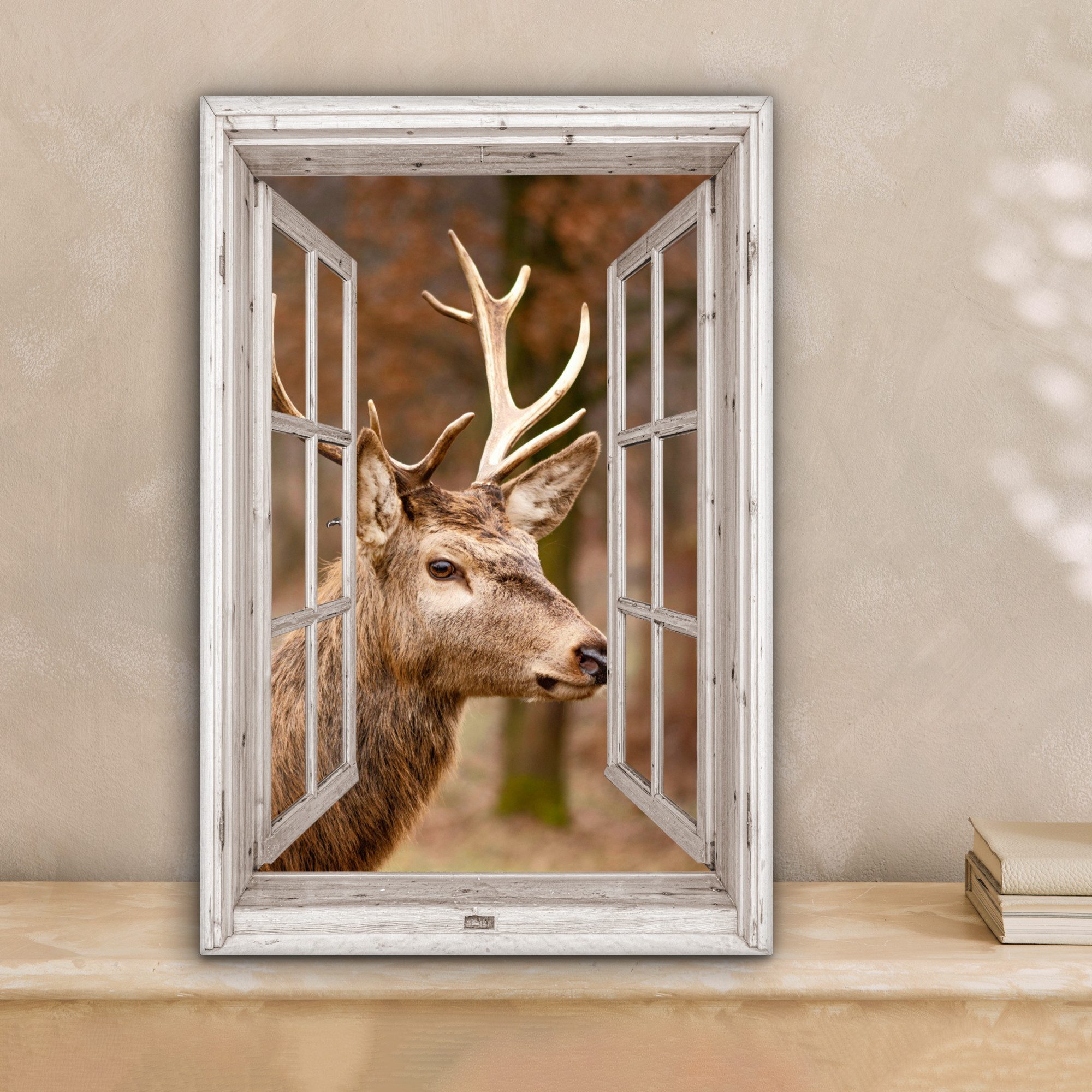 OneMillionCanvasses® Leinwandbild Hirsch - Tier - Wald - Herbst - Hirschkop günstig online kaufen