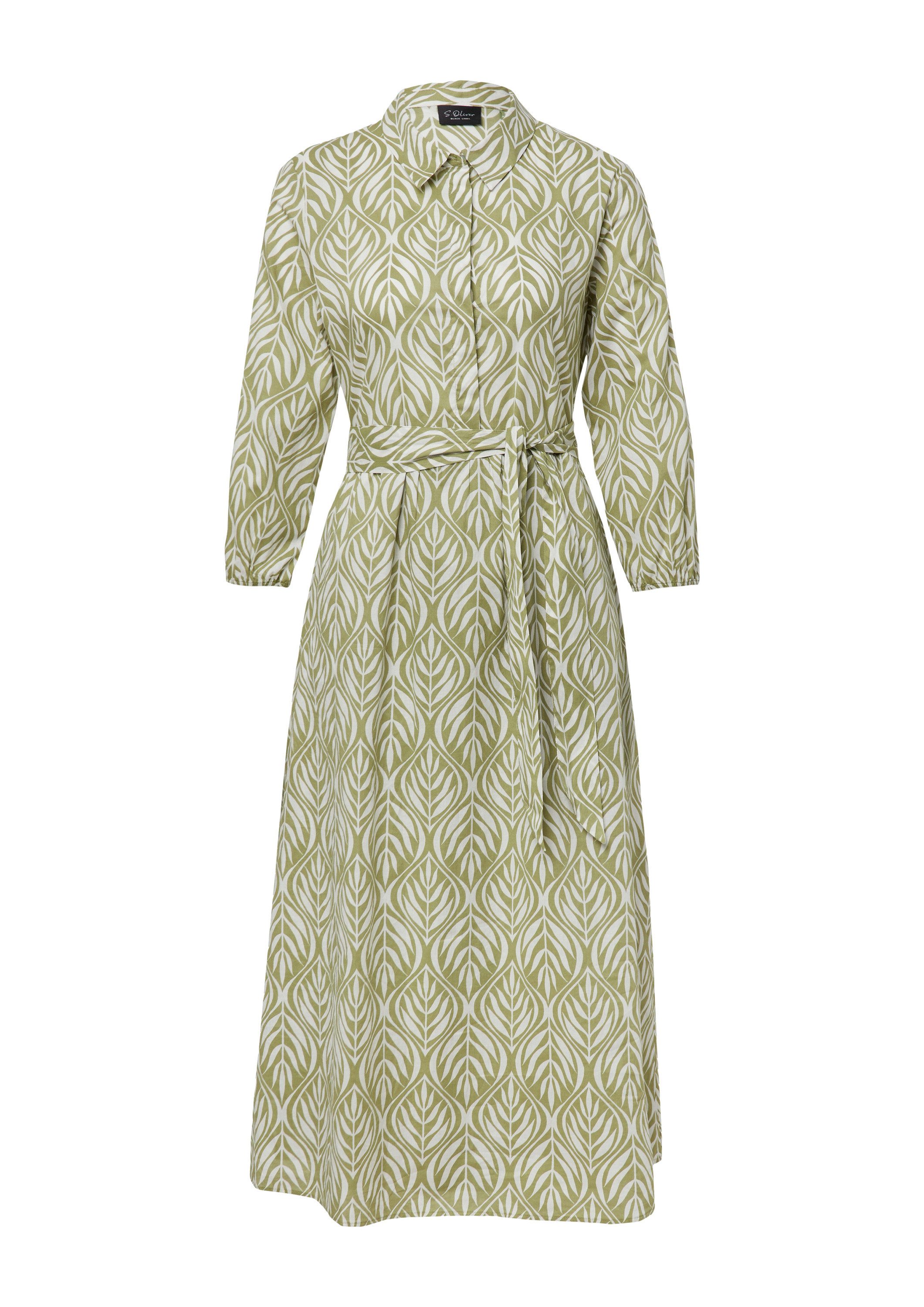 s.Oliver Midikleid Kleid Hemdblusenkleid in Midilänge mit All-over-Print günstig online kaufen