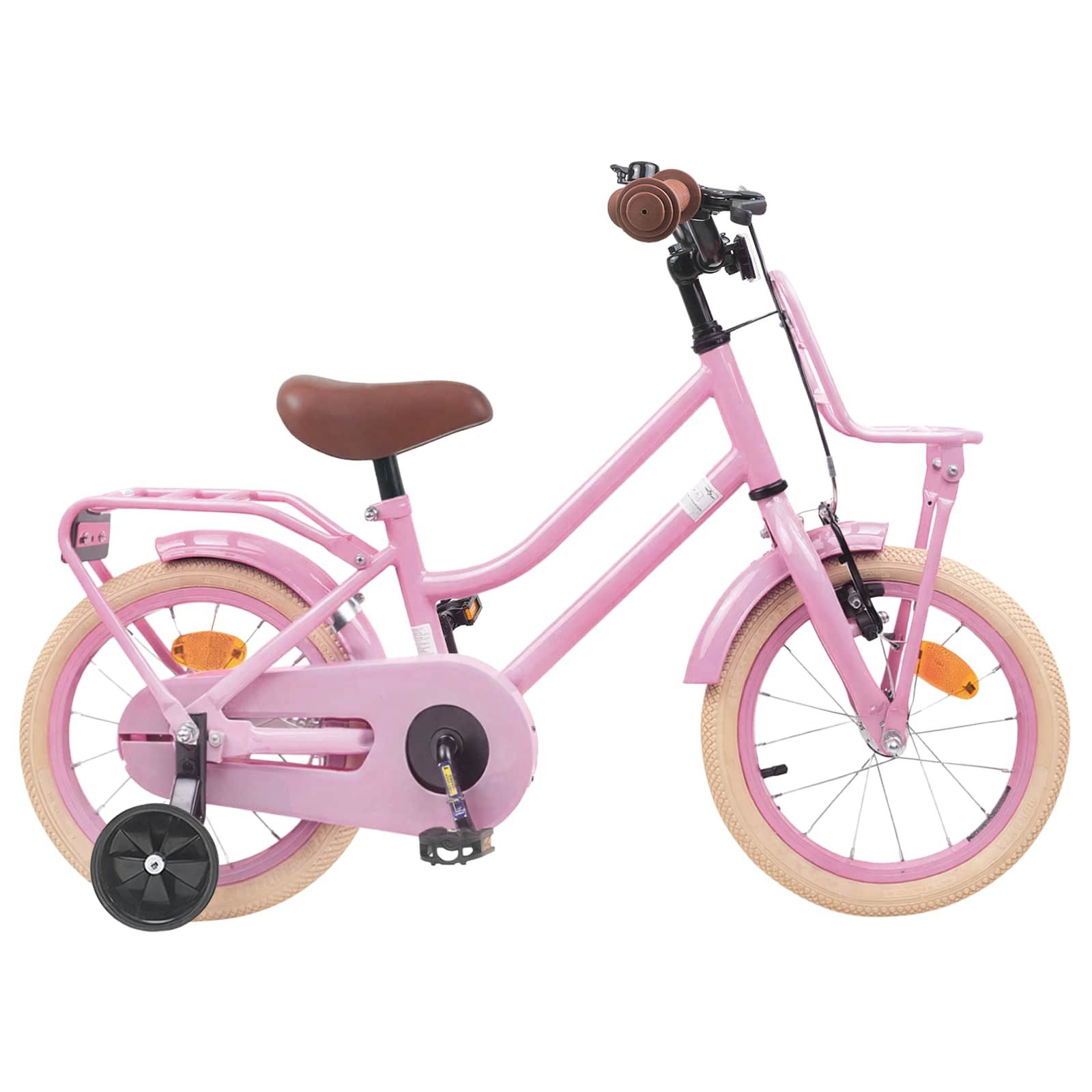 vidaXL Kinderfahrrad 112,5 x 51 x 75 cm Kinderfahrrad 16 Zoll für 4-6 Jahre alt Hellrosa St