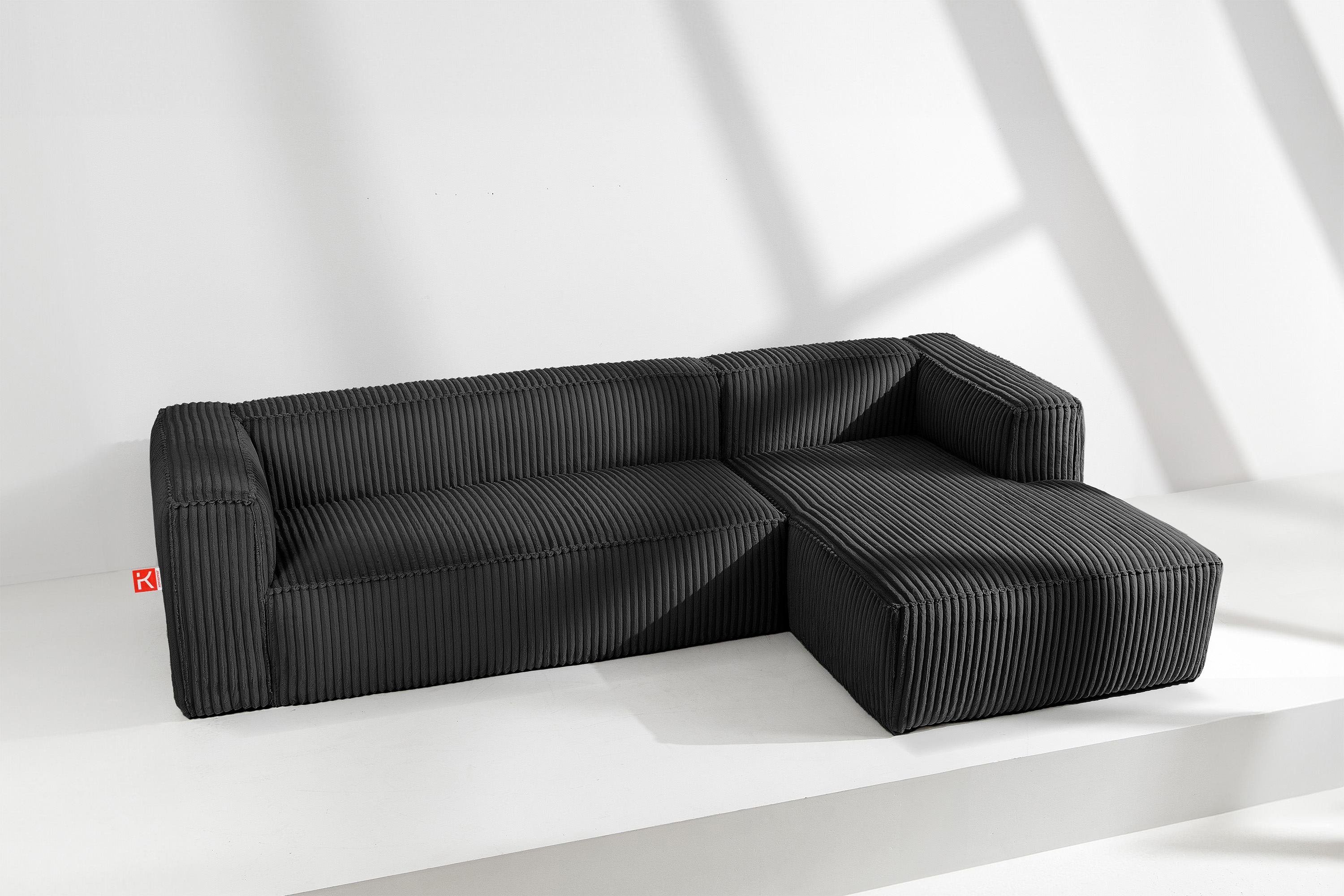 KONSIMO® Ecksofa Rechts Ecksofa FEROX, hergestellt in der EU,aus breitem Cordstoff,Modern