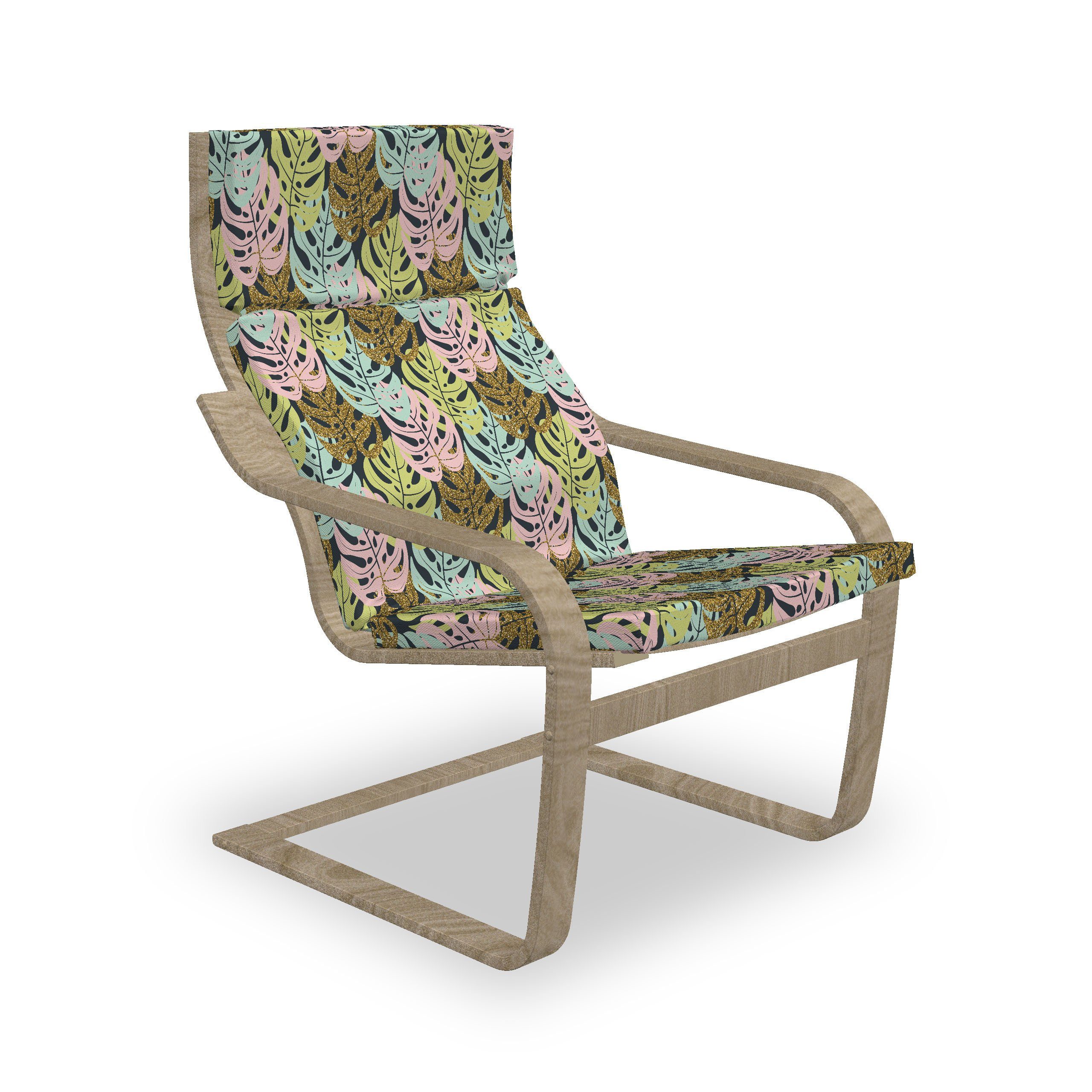 Blätter-Muster Stuhlkissen Stuhlkissen Tropische mit Bunt Hakenschlaufe Abakuhaus mit Reißverschluss, Sitzkissen und