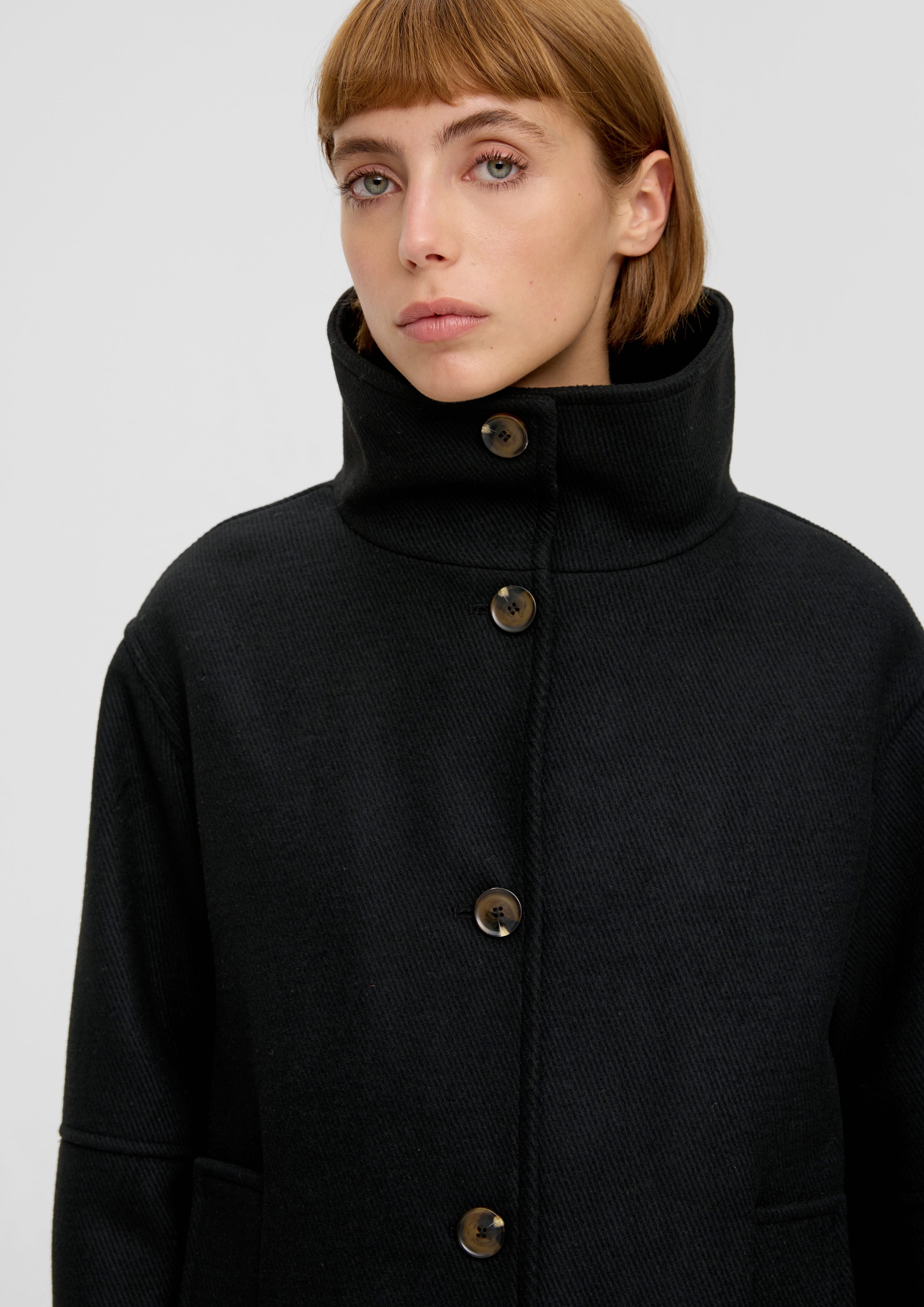 s.Oliver Funktionsmantel Twill-Mantel aus Wollmix Teilungsnähte günstig online kaufen