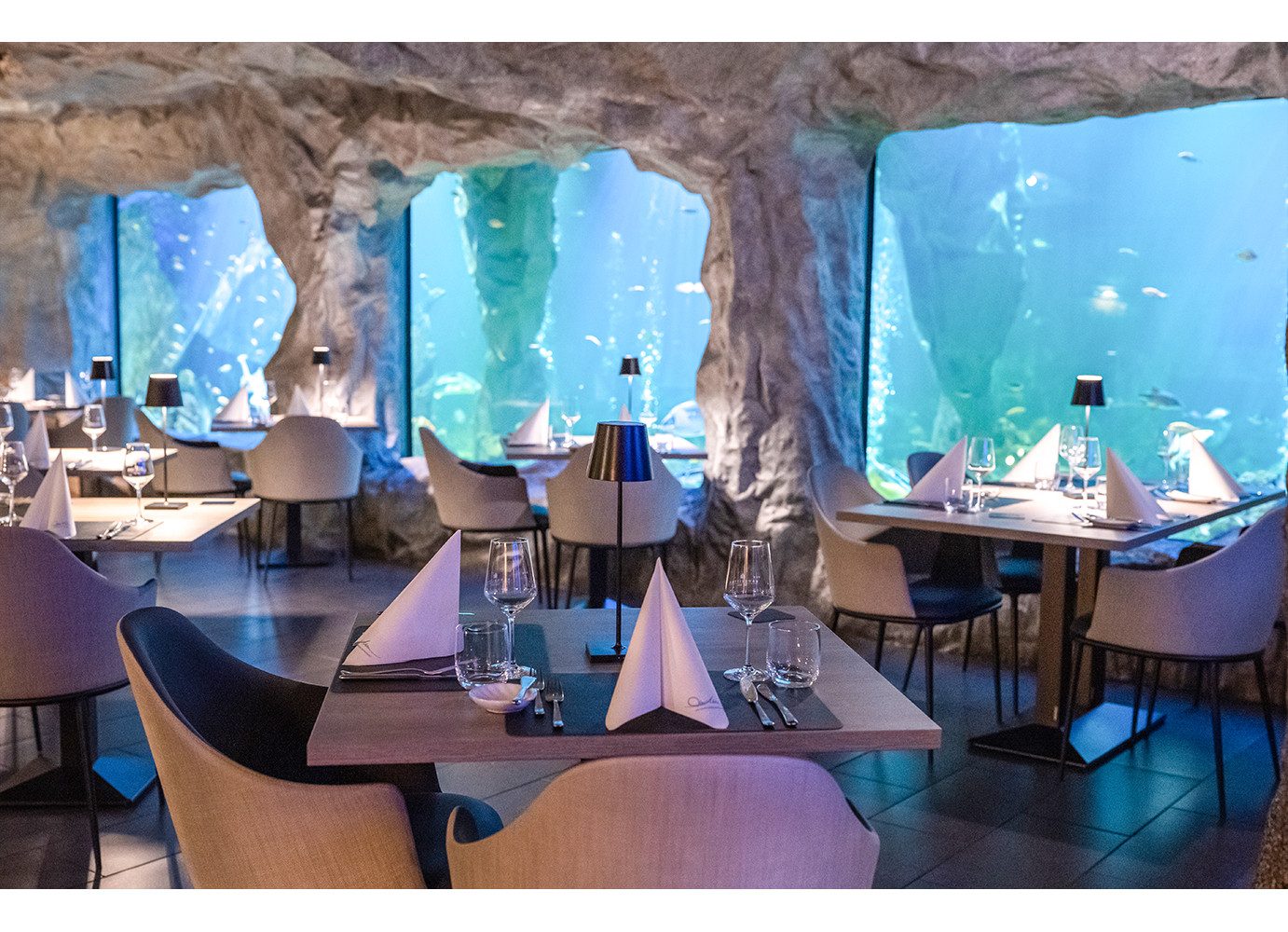 Jochen Schweizer Erlebnisgutschein Gourmet-Menü im Unterwasser-Restaurant in Neuwied für 2, Ein Dinner wie ein Tauchgang im See