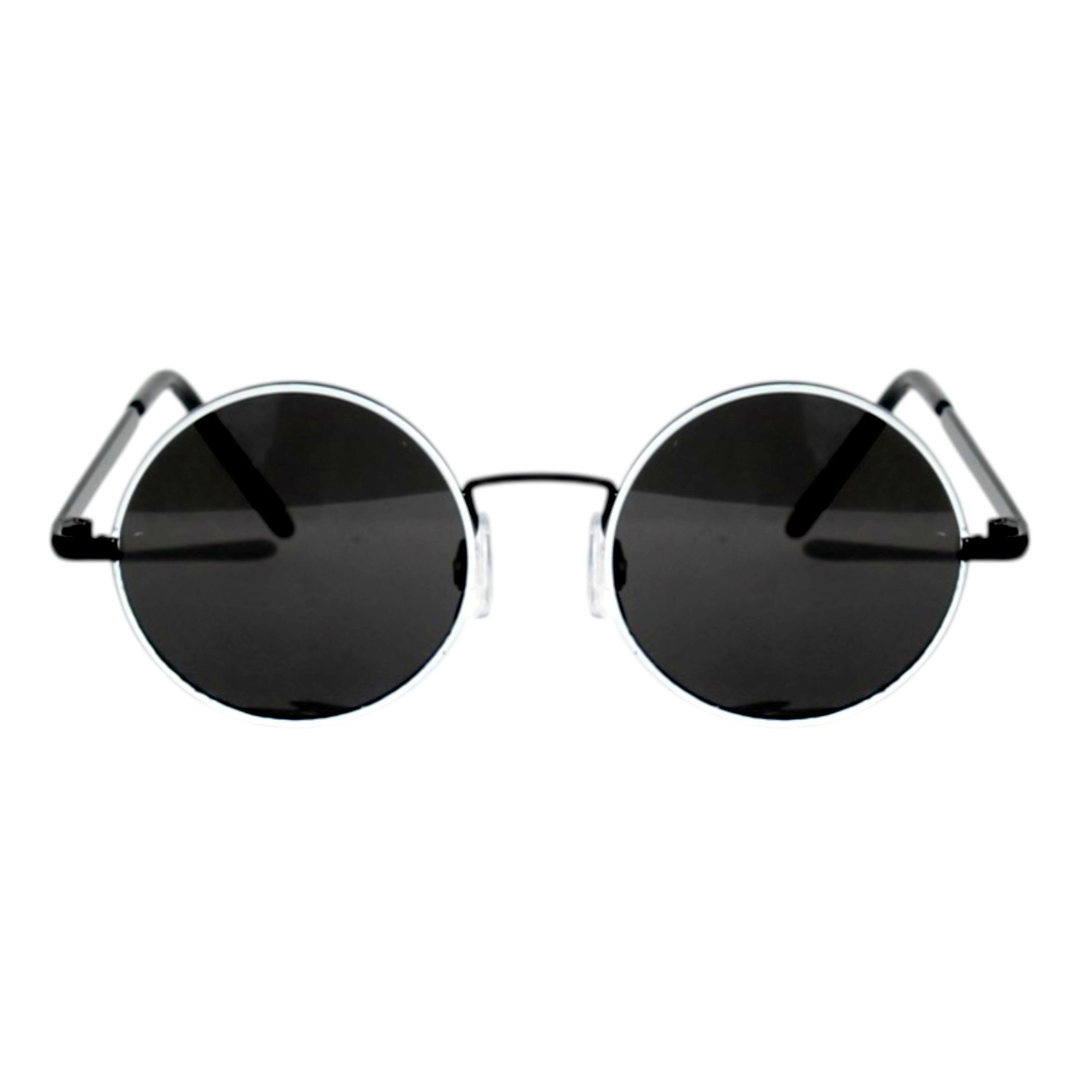 Rennec Sonnenbrille Kinder Brille Rund UV400 Schwarz Polarisiert mit Brillenbeutel Nickelbrille Jungen Mädchen, 5 bis 9 Jahren, Linsen Schwarz Getönt