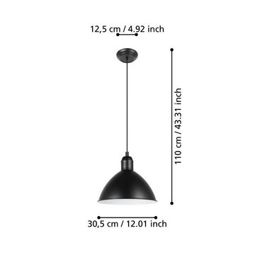 EGLO Hängeleuchte PRIDDY, ohne Leuchtmittel, Pendelleuchte, Hängeleuchte aus Metall in Schwarz und Weiß, Ø 30,5 cm