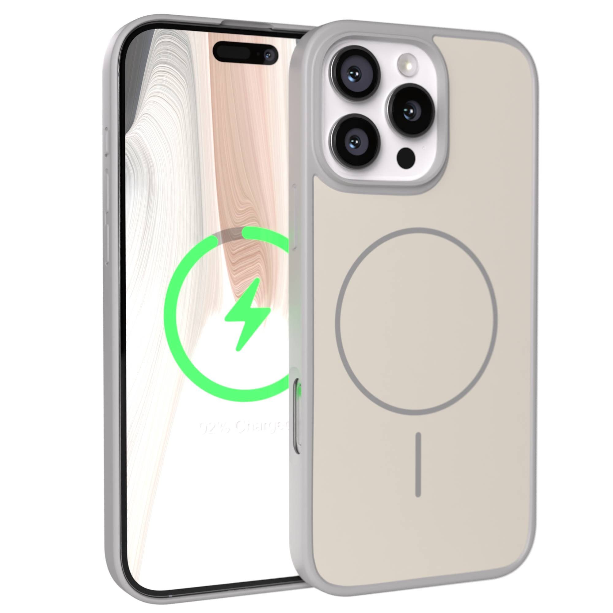 EAZY CASE Handyhülle Slim Outdoor MagSafe Case für Apple iPhone 16 Pro Max 6,9 Zoll, Leichtes Case mit starkem Grip & MagSafe in Grau