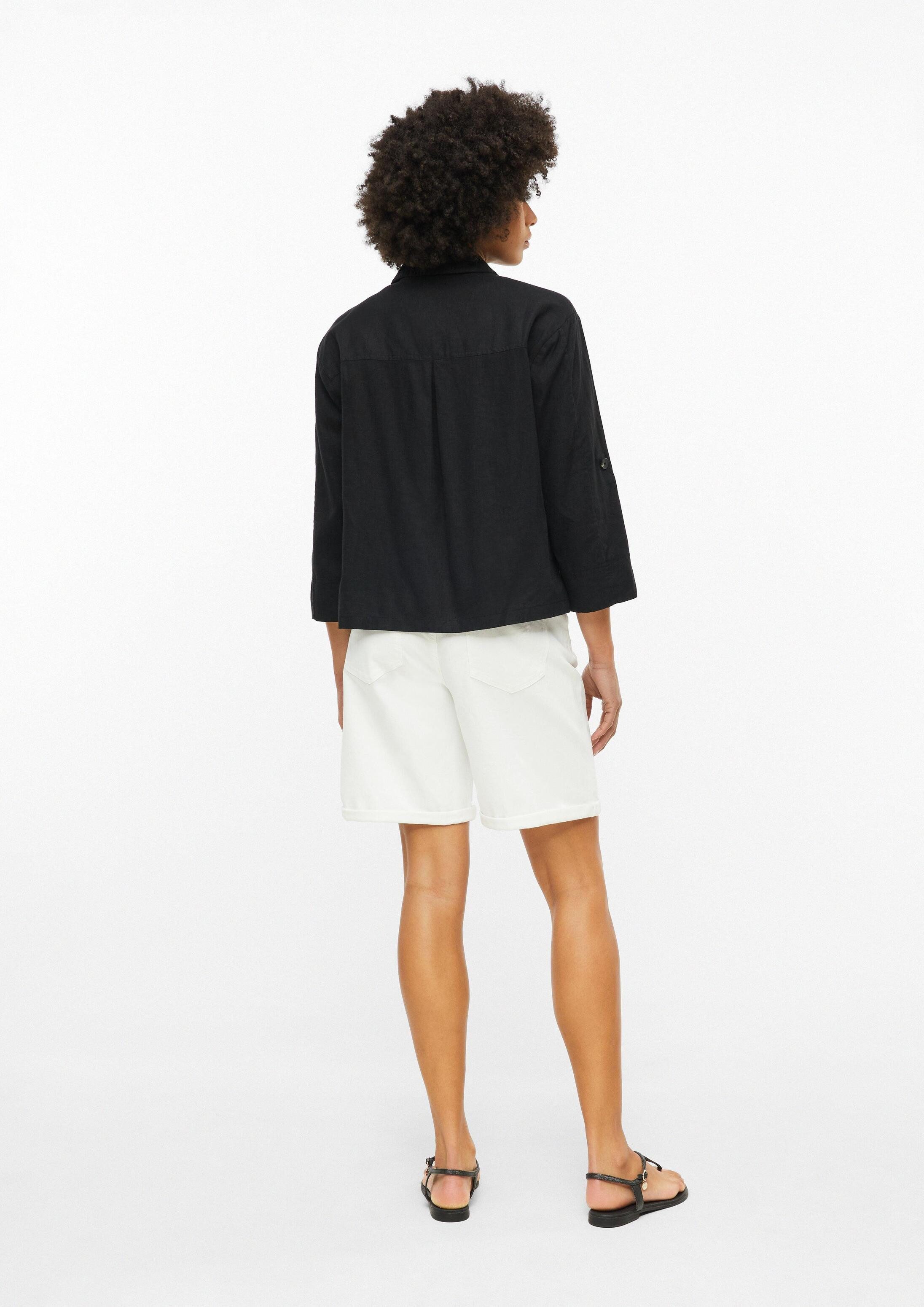 s.Oliver Kurzarmbluse Bluse Leinenmix-Bluse mit Turn-up