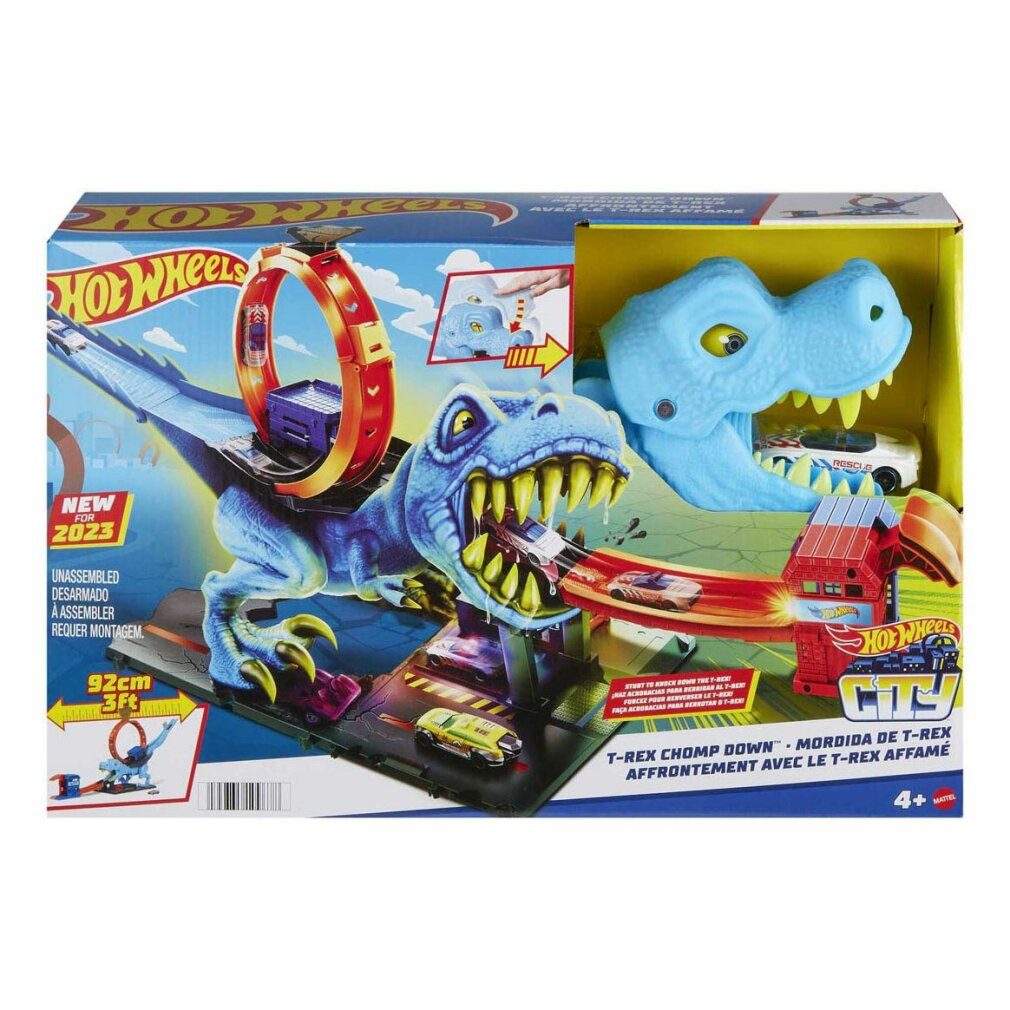 Mattel GmbH Spielzeugeisenbahn-Erweiterung Mattel Hot Wheels City T-Rex Chomp Down - Dinosaurierspielzeug
