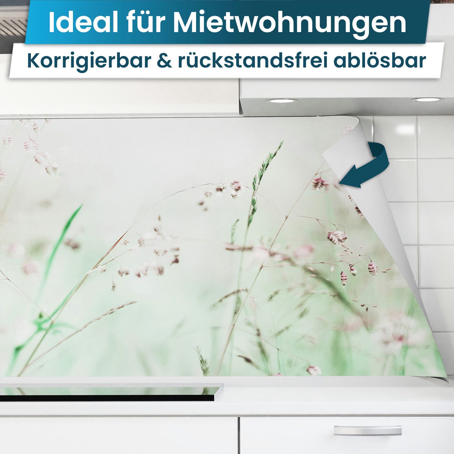 danario Küchenrückwand Folie selbstklebend - Matt - Spritzschutz Küche - versteift & robust