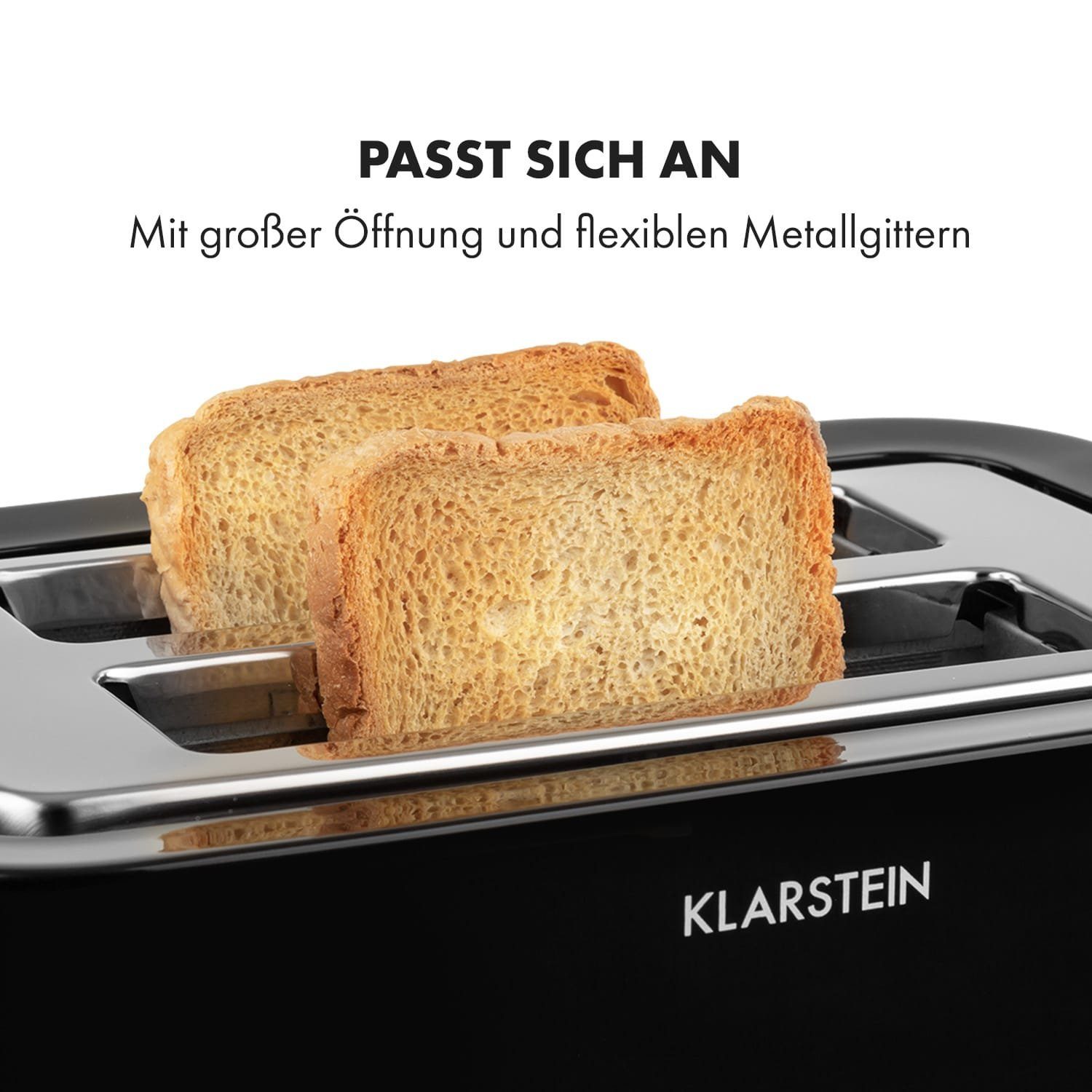 Toaster Arabica W Klarstein kurze Toaster LED-Display Edelstahl, 920W 920 Schlitze, Touch-Bedienfeld 2