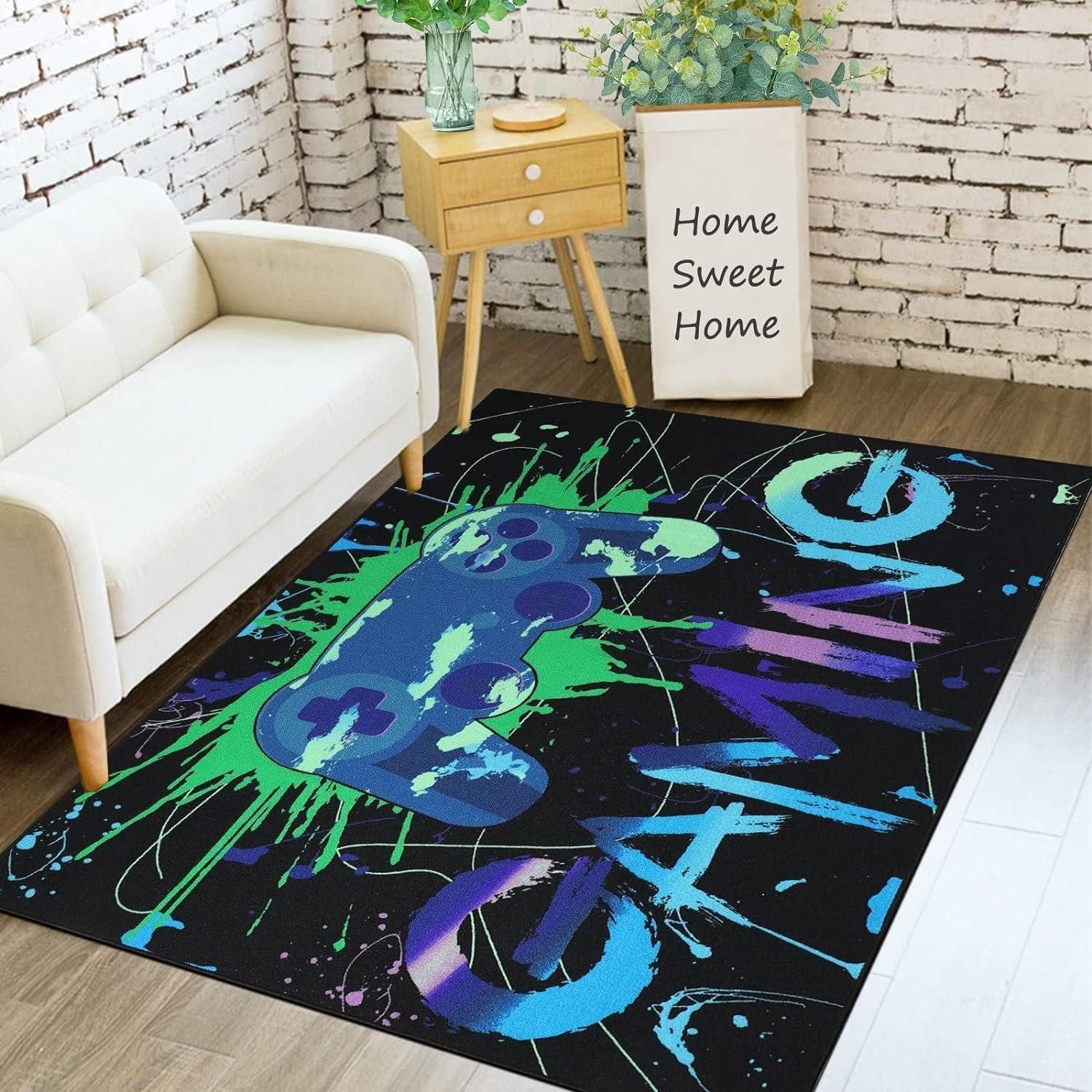 LuxusKollektion Kinderteppich Gamer Teppich 3D Controller Graffiti 100x150cm, rechteckig, Höhe: 10 mm