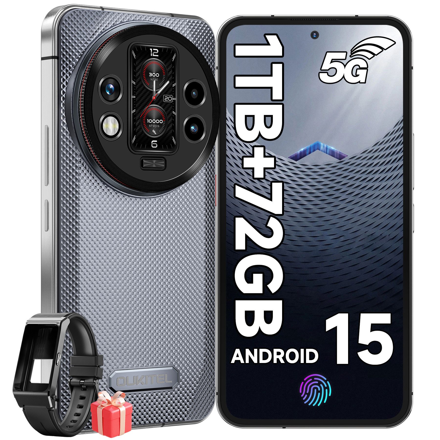 OUKITEL WP200 Pro 5G Outdoor Smartphone (17,02 cm/6.7 Zoll, 1000 GB Speicherplatz, 108 MP Kamera, IP68 Wasserdicht Baustellenhandy, Android 15, 8800mAh, AMOLED Display)