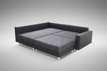 Küchen-Preisbombe Sofa Wohnlandschaft Sofa Couch Ecksofa Eckcouch schwarz Eckcouch Minsk OT L, Ecksofa + Hocker