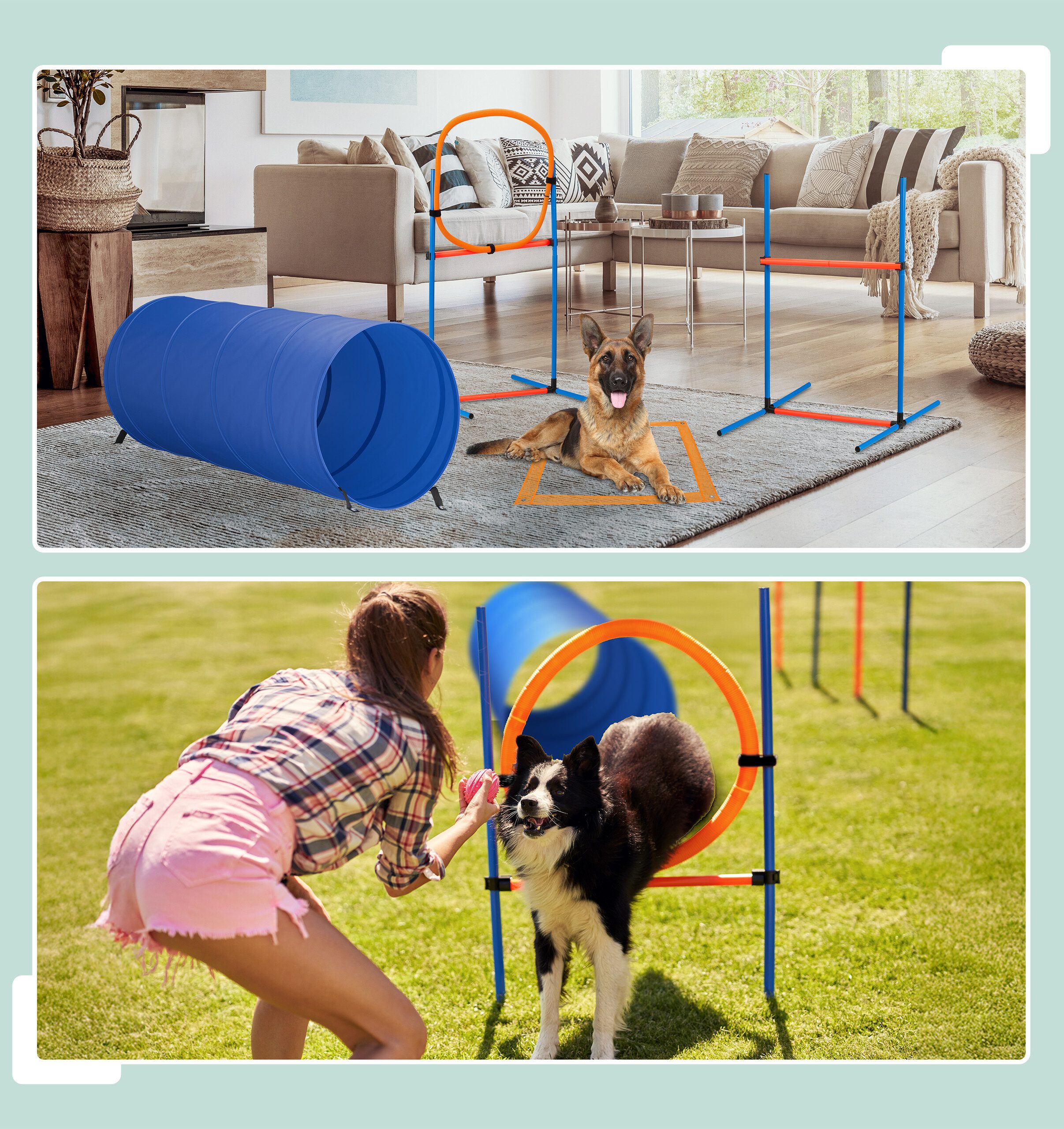 relaxdays Agility-Slalom Agility Set für Hunde, Kunststoff, (76-tlg)