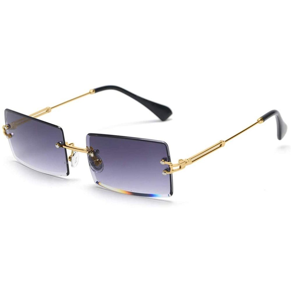 Jormftte Sonnenbrille »Randlose rechteckige Sonnenbrille für Damen/Herren,  ultraleichte Metallrahmen-Brille, modisch, quadratisch, Brille, Unisex«  (Satz, 1 * Sonnenbrille) Mit dekorativem Ständer