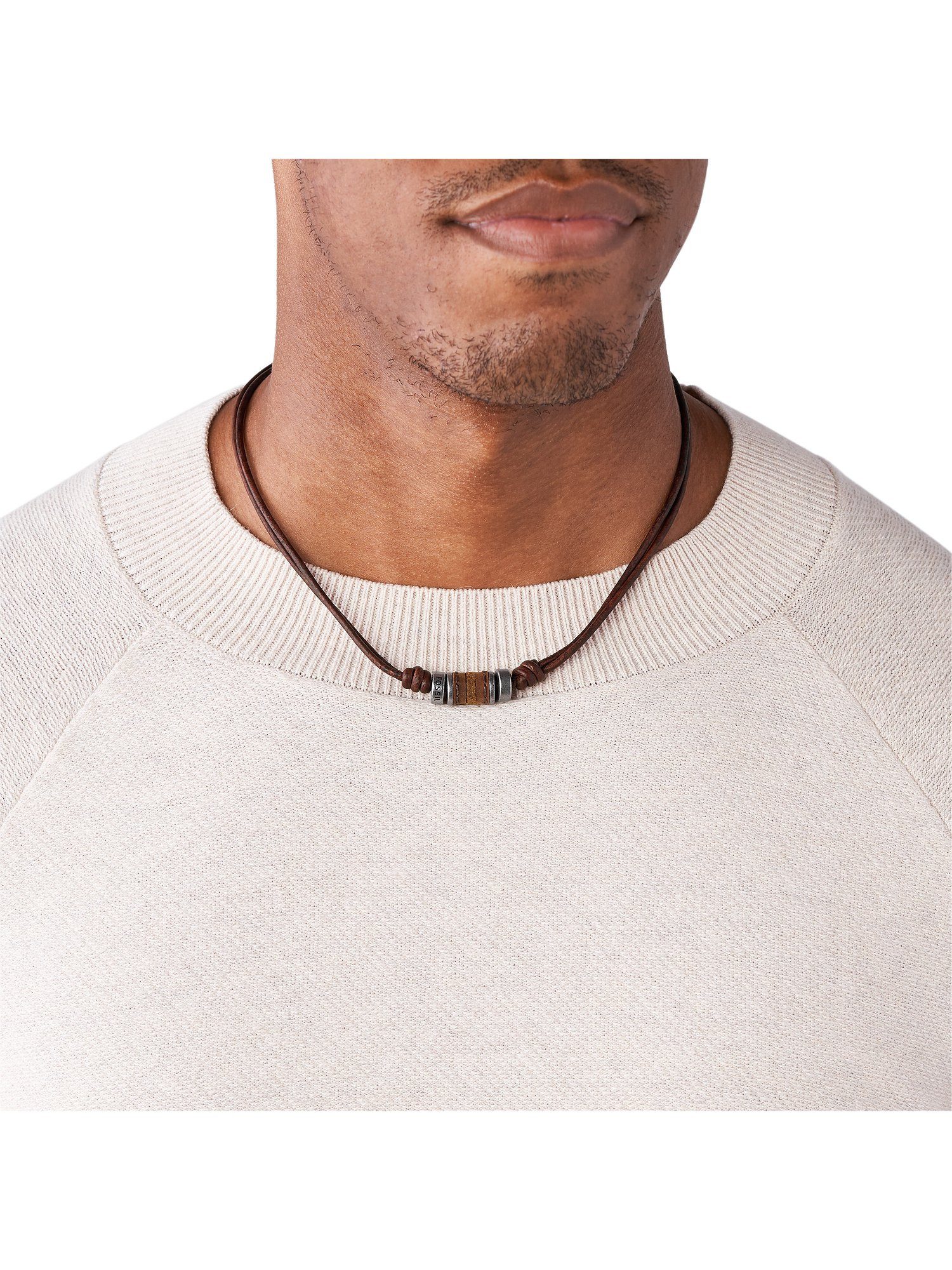 Fossil Collier Fossil Herren-Kette Leder...