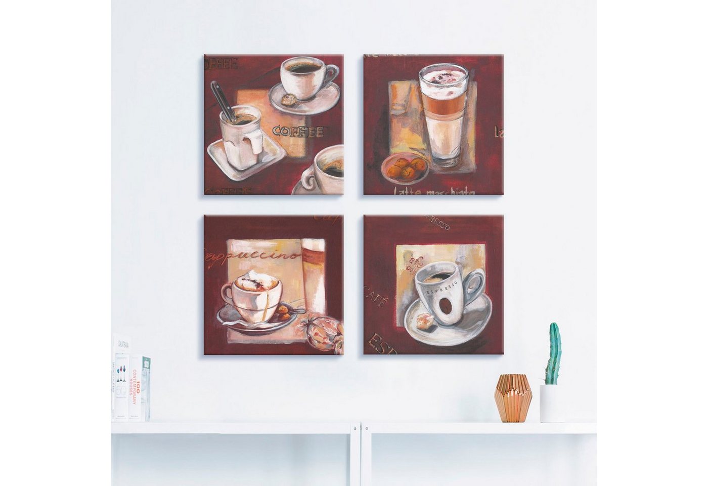 Artland Leinwandbild »Kaffee I, -II, -III, -IV«, Getränke (4 Stück)-HomeTrends