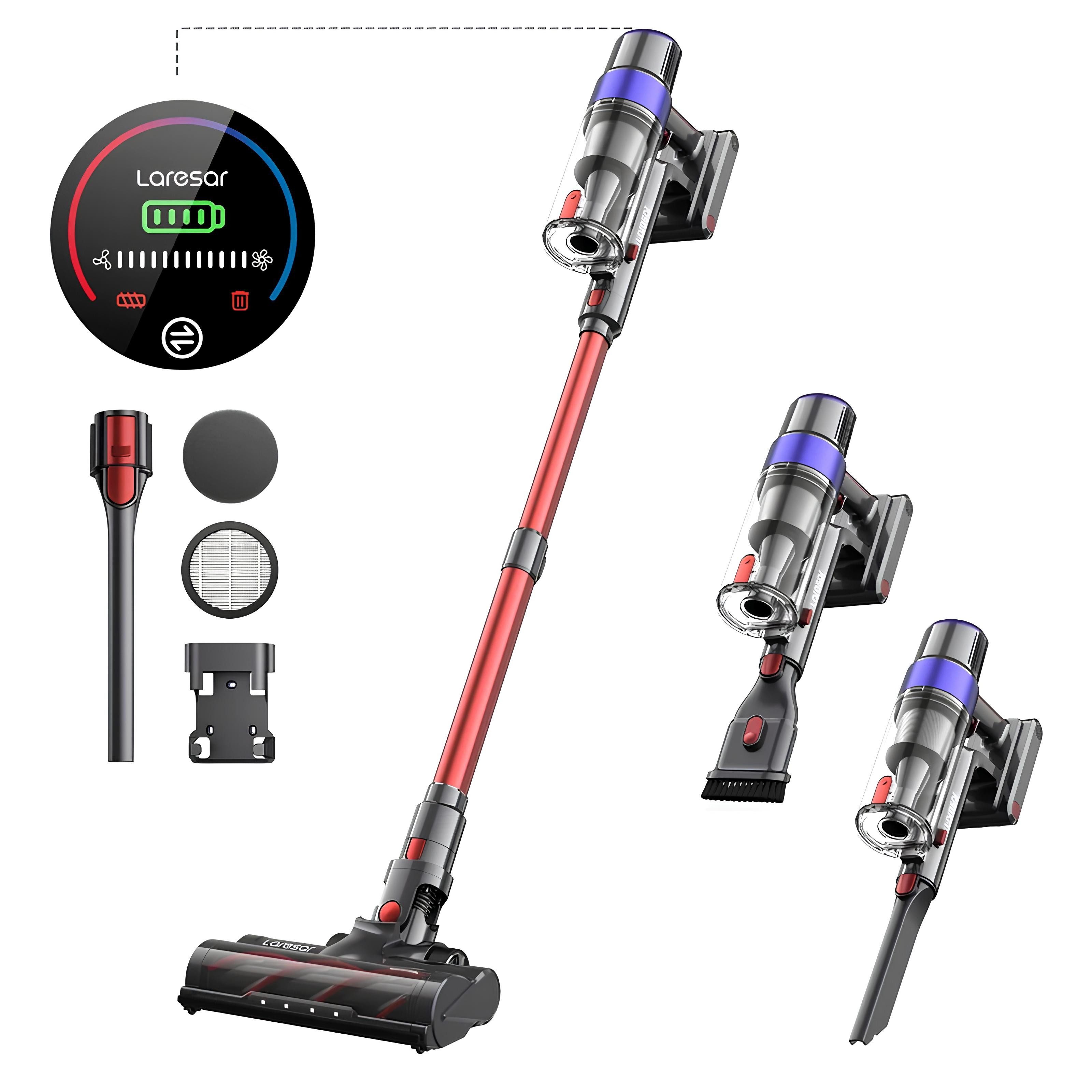 Laresar Bodenstaubsauger V8 Akku Staubsauger, 500W/48.000pa kabellos, Handstaubsauger, 500 W, 60 Min Laufzeit, 180.000 U/min, 50 kPa Saugleistung