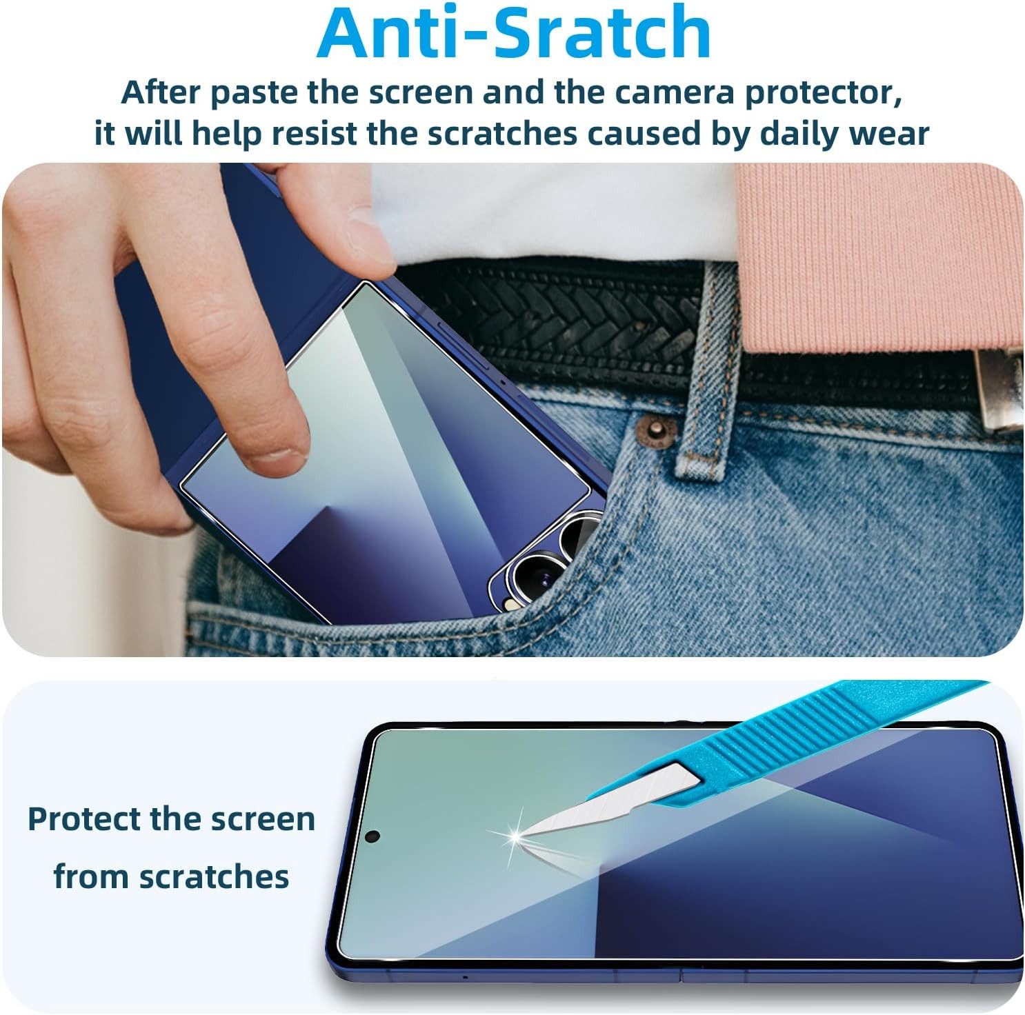 MSM Displayschutzglas 6in1 Schutzglas (Display + Kamera) für Samsung Galaxy Z Flip 7 5G – Bild 4 von 5