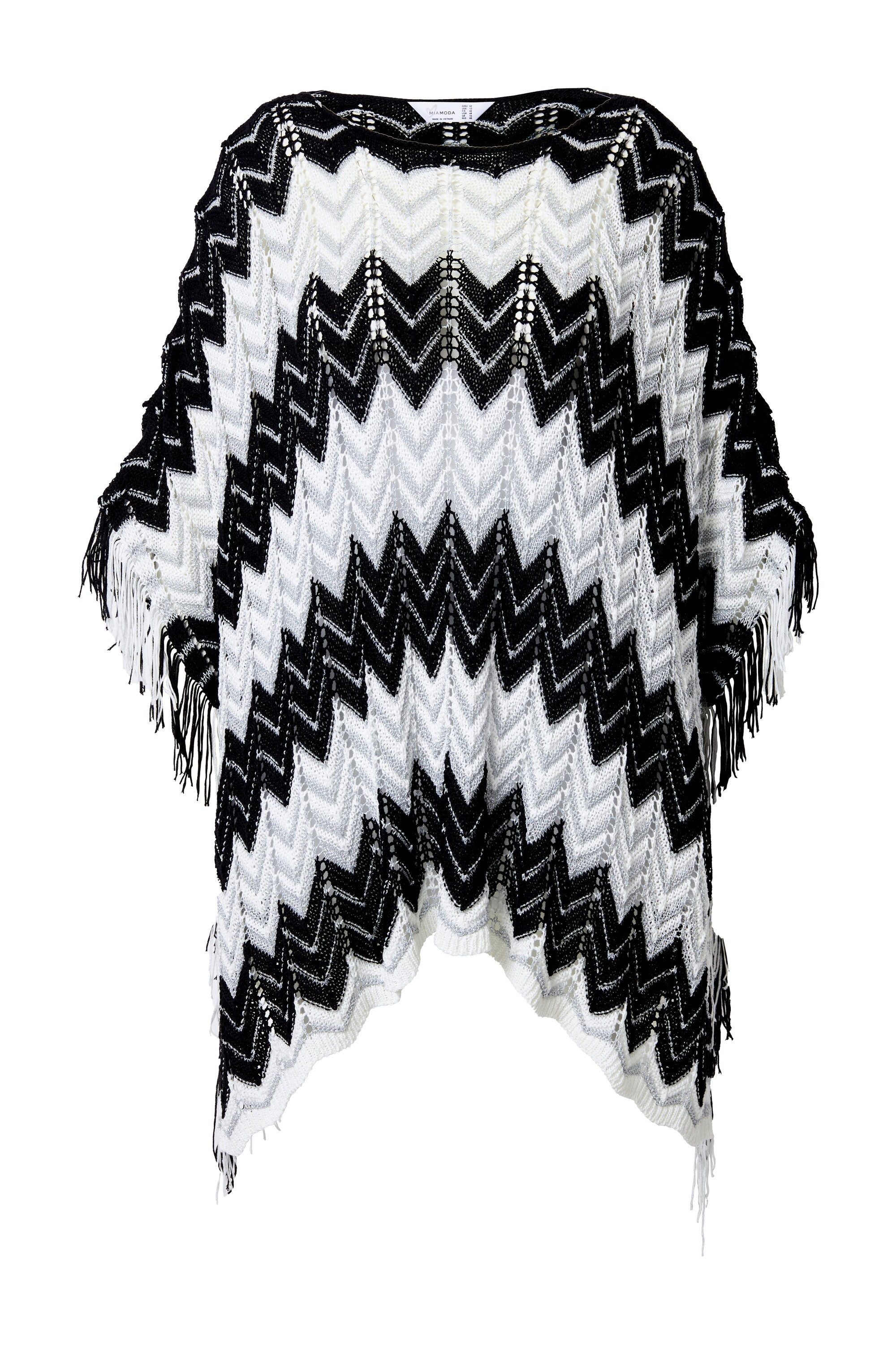 MIAMODA Pullunder Poncho oversized Zackenstrick mit Glitzer günstig online kaufen