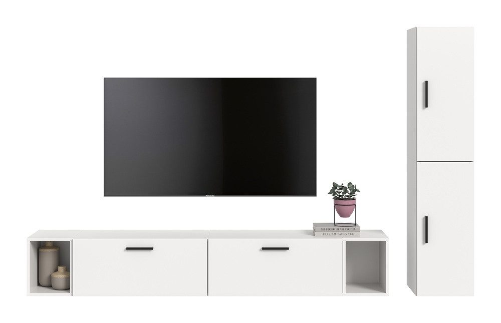 xonox.home Wohnwand Wohnkombination The One, 6-teilig, weiß ohne Beleuchtung, (2-St), Wohnkombination, modern