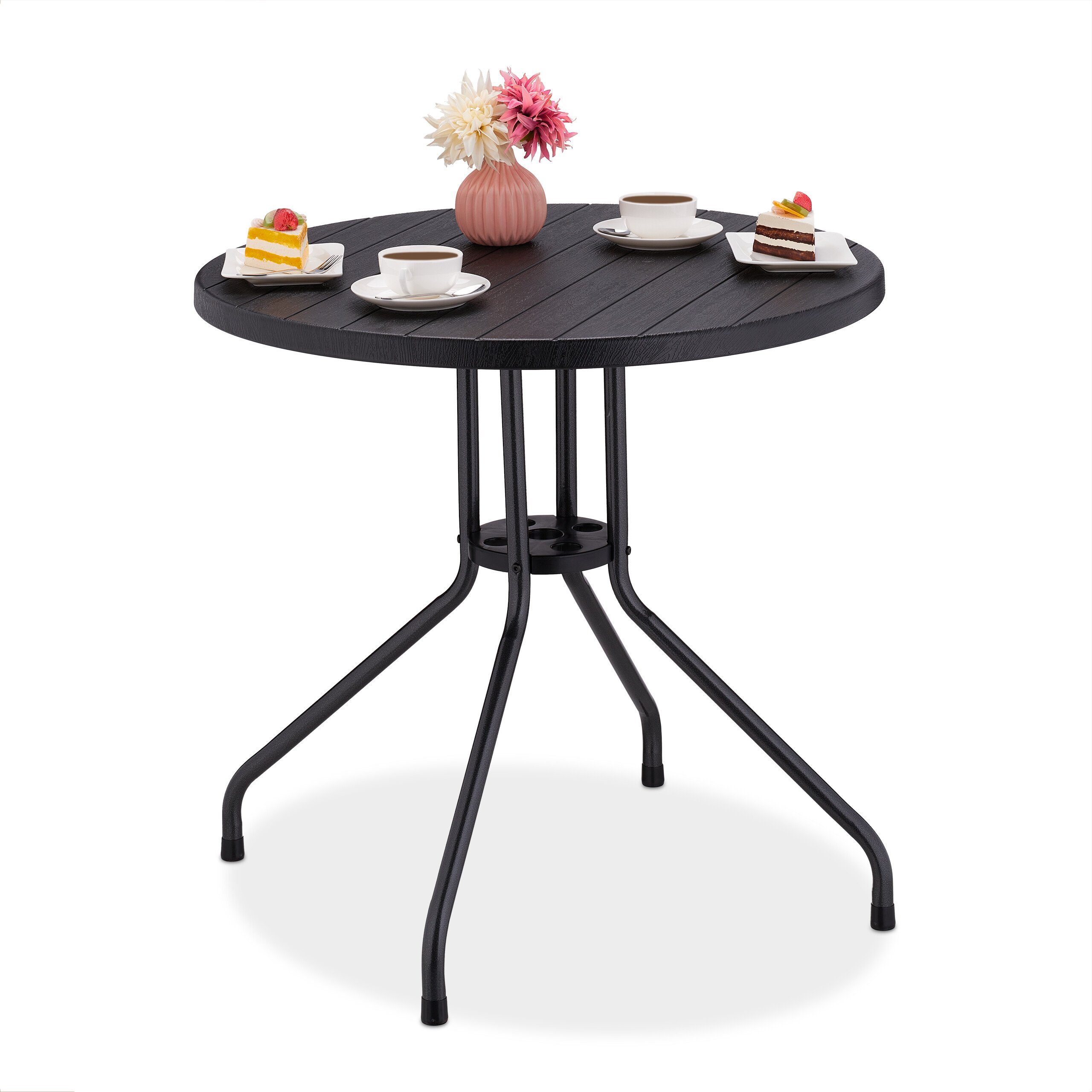 relaxdays Gartentisch Runder Gartentisch in Holzoptik günstig online kaufen