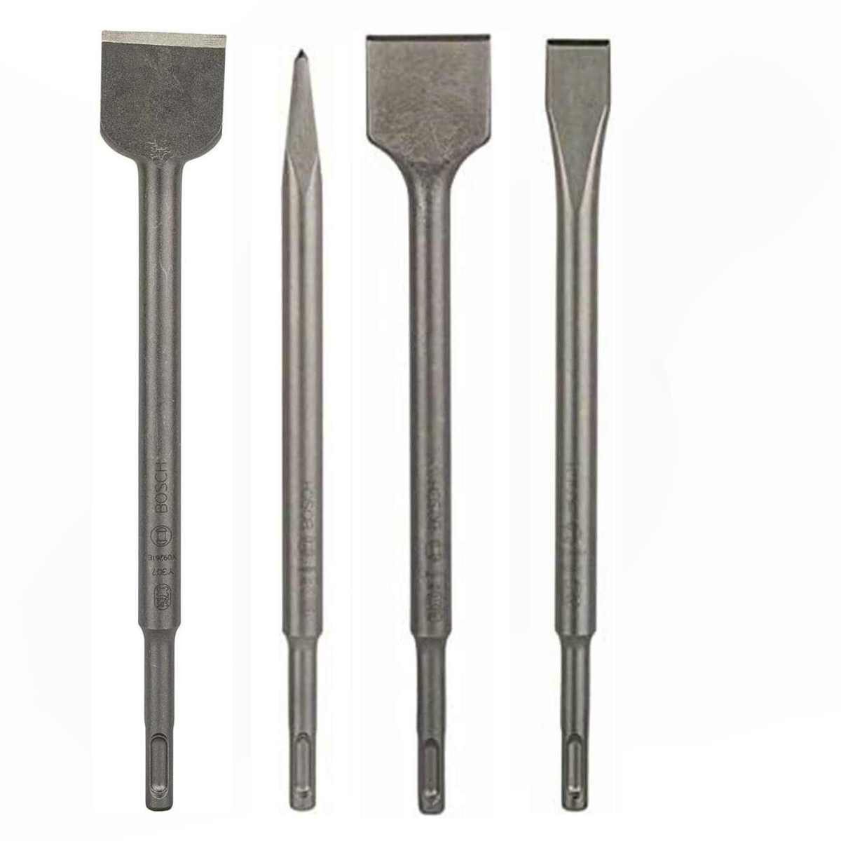 BOSCH Flachmeißel Bosch 4 Tlg. Meißel Setl SDS Plus L-250 mm Flach, Spitz,Fliesen