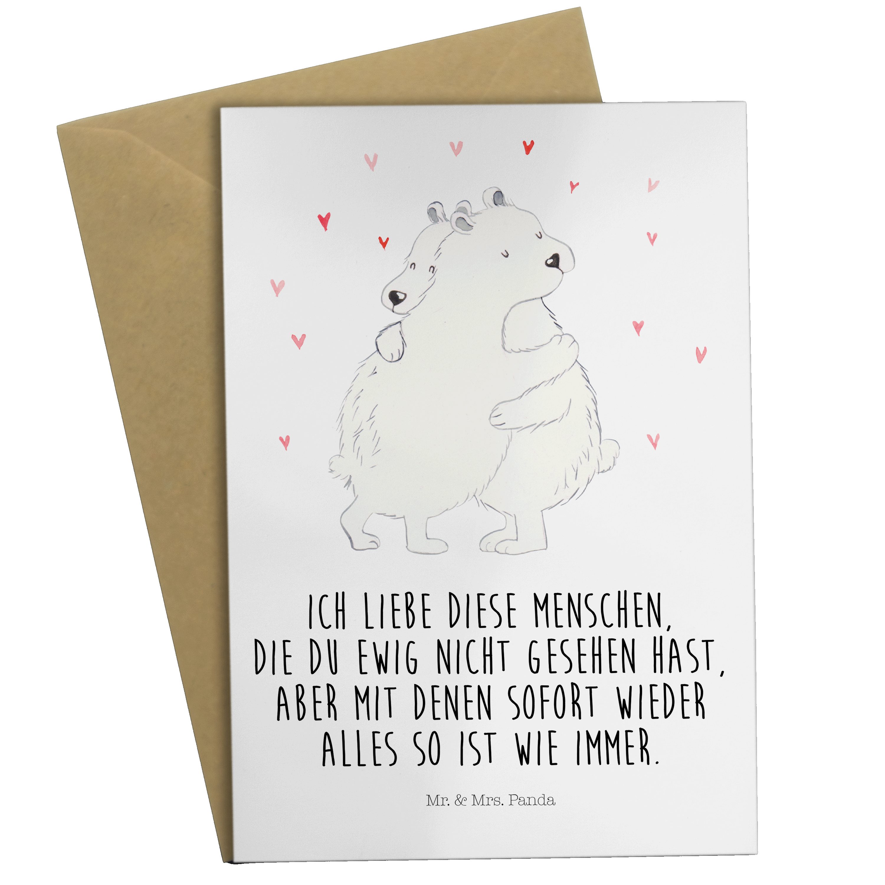 Mr. & Mrs. Panda Grußkarte Eisbär Umarmen - Weiß - Geschenk, lustige Sprüche, Karte, Gute Laune