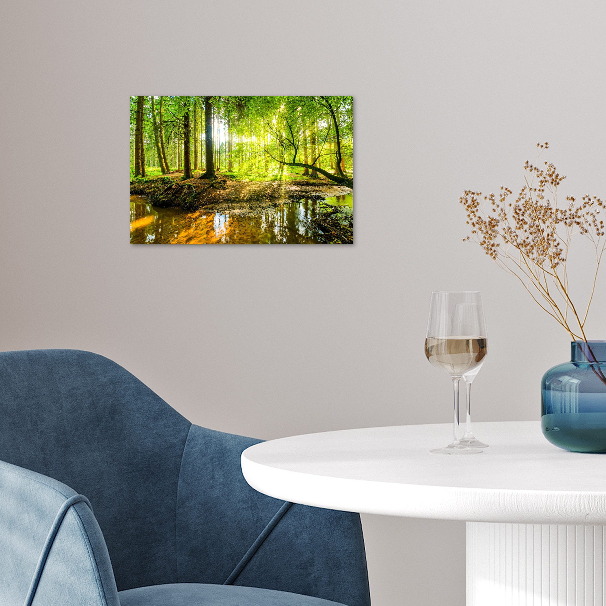 MuchoWow Poster Wald - Landschaft - Wasser - Bäume - Sonne - Grün - Natur, (1 St), Poster ohne Rahmen, Wandbild, Wandposter, 30x20 cm – Bild 5 von 5